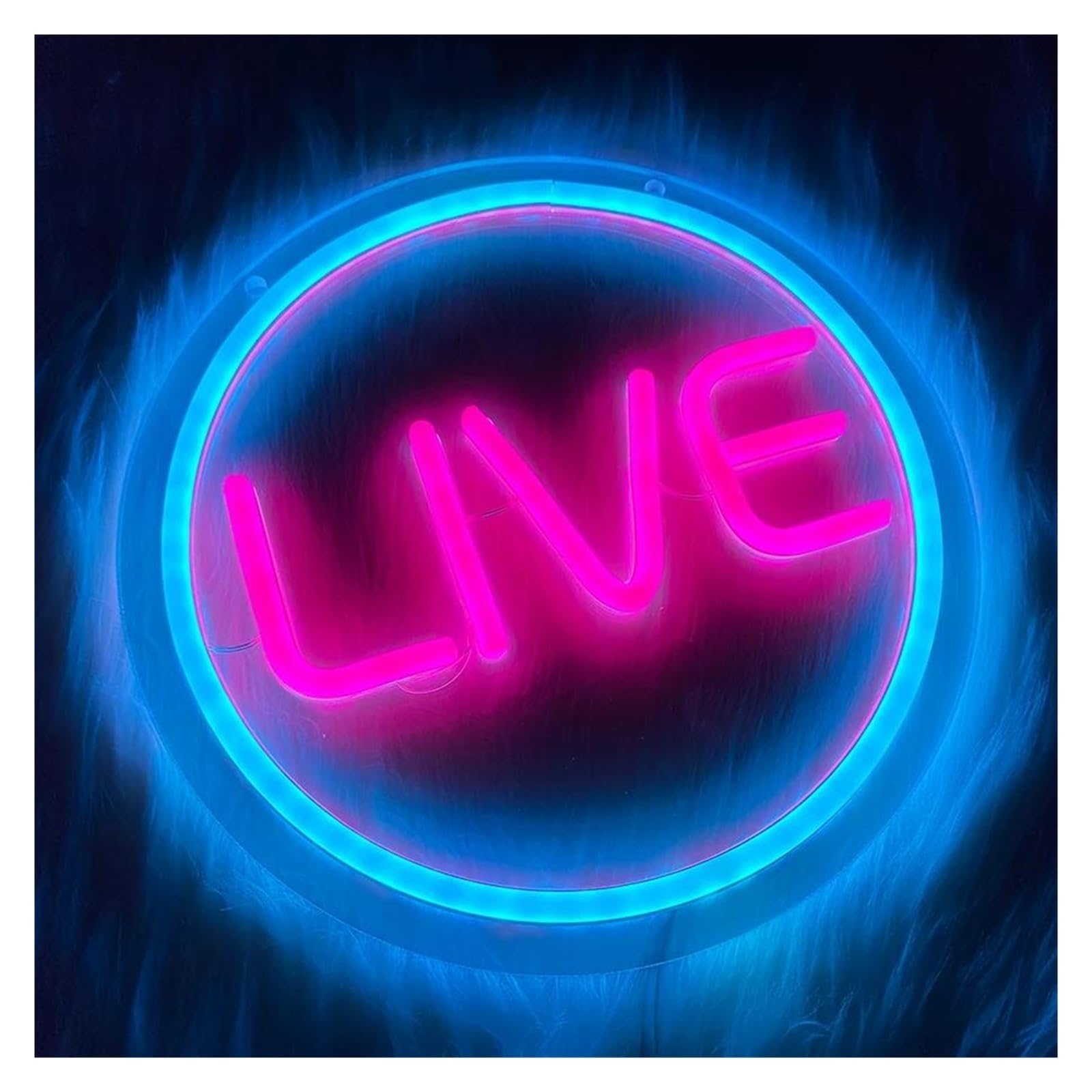 Insegna luminosa al neon Live for per neon Sign Blue Circle LED Light dimmerabile per alimentazione per USB 23,5 cm x