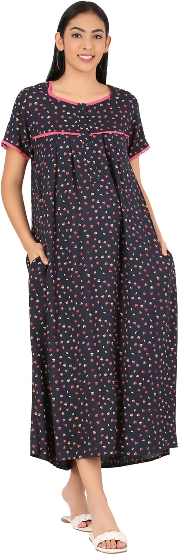 Mylo EssentialsWomen Viscose Rayon Maxi Nighty