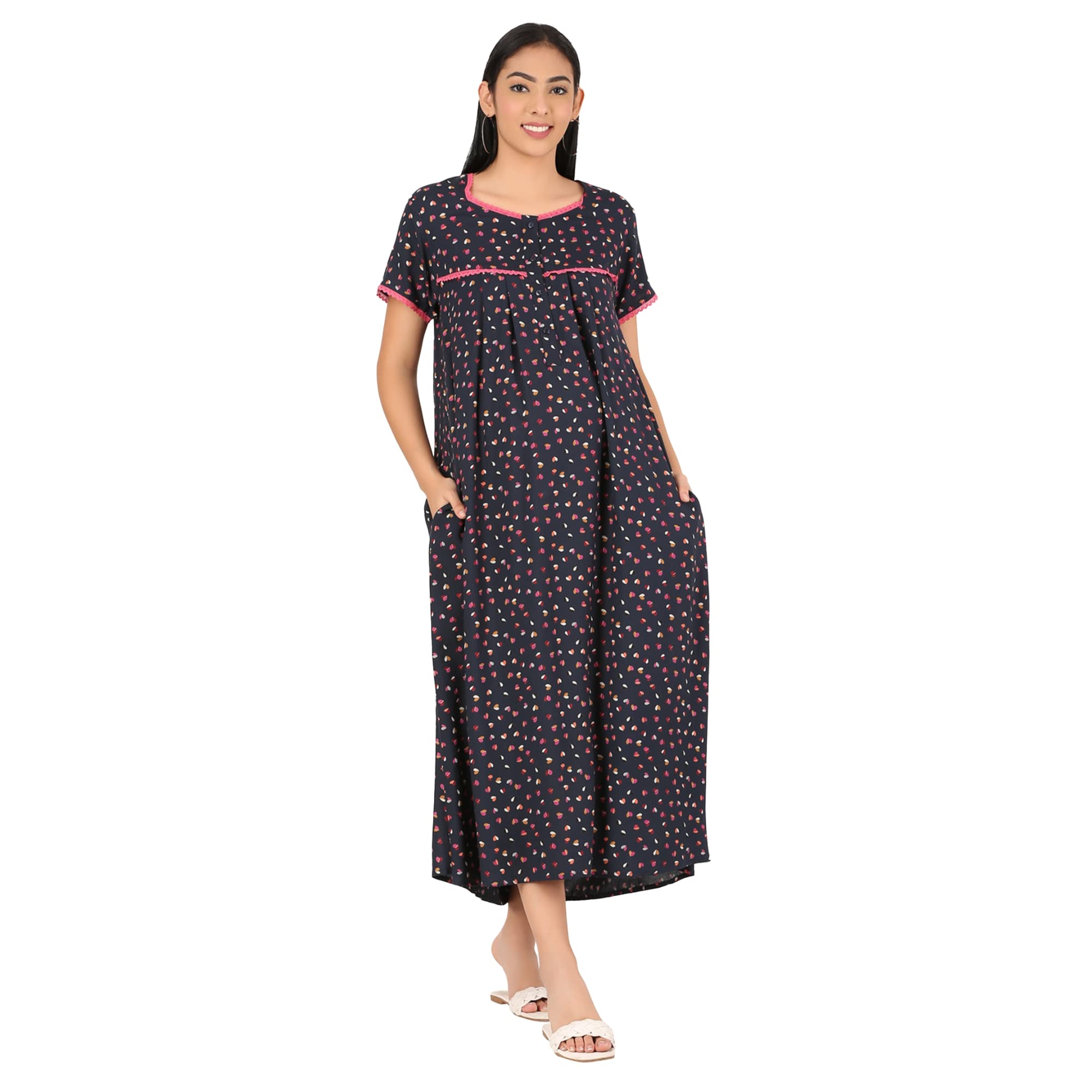 Mylo EssentialsWomen Viscose Rayon Maxi Nighty