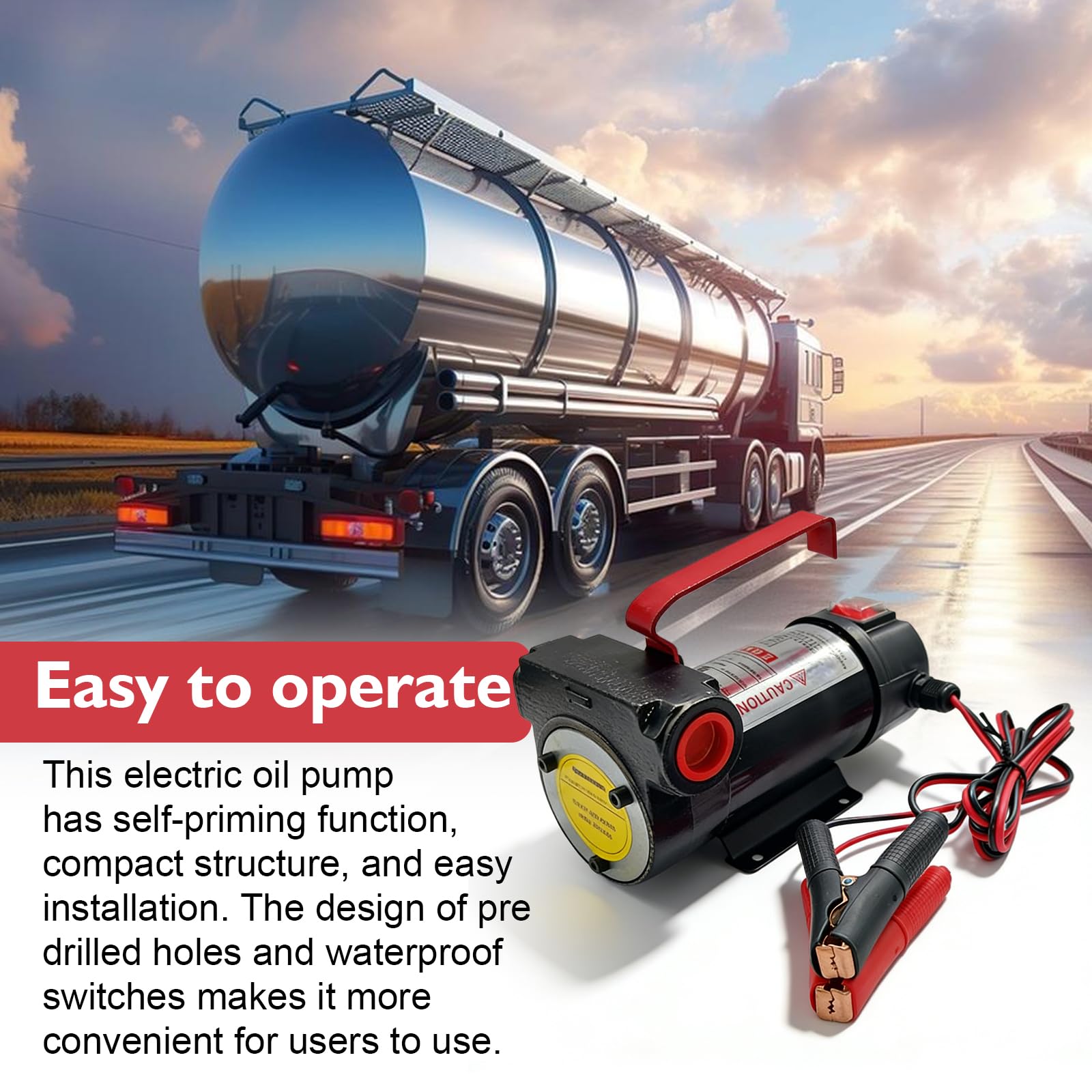 Dieselpumpe 12V, 45L/min Heizölpumpe Elektrisch, 200W Kraftstoffpumpe selbstansaugende Ölabsaugpumpe für Diesel Kerosin Biodiesel für Traktoren LKW, Tragbare Ölwechselpumpe Kraftstoffpumpe