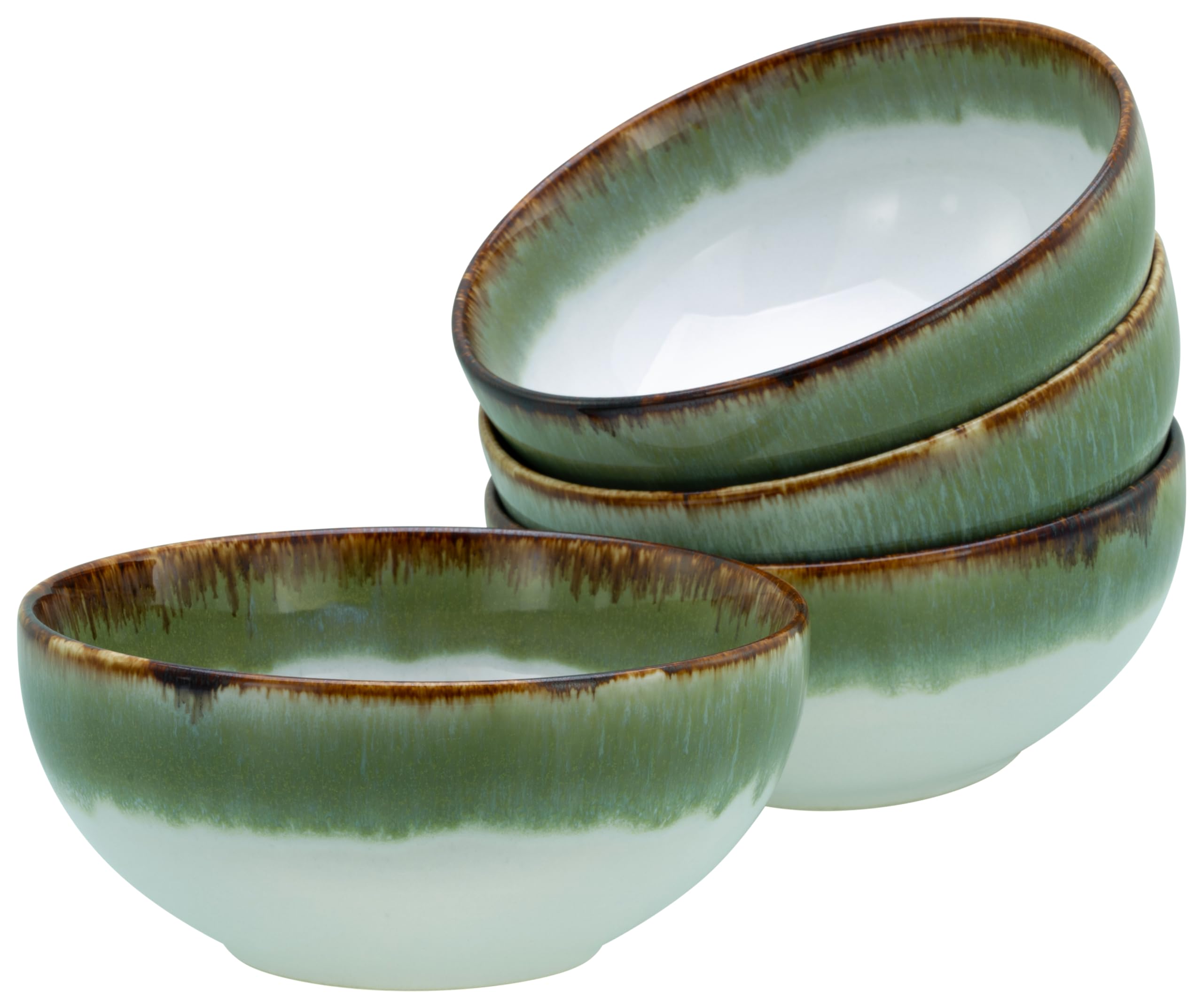 Bols Bouddha vert en grès 4 pièces CreaTable 21685 - Ensemble vaisselle pour salade et ramen