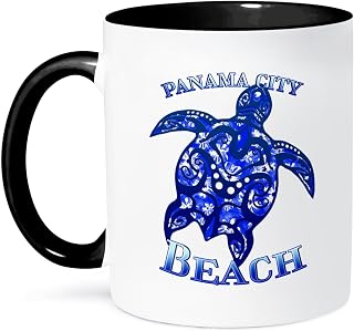 3dRose Panama City Florida sailing nautical anchor if you love boating. 11oz Two-Tone Black Mug