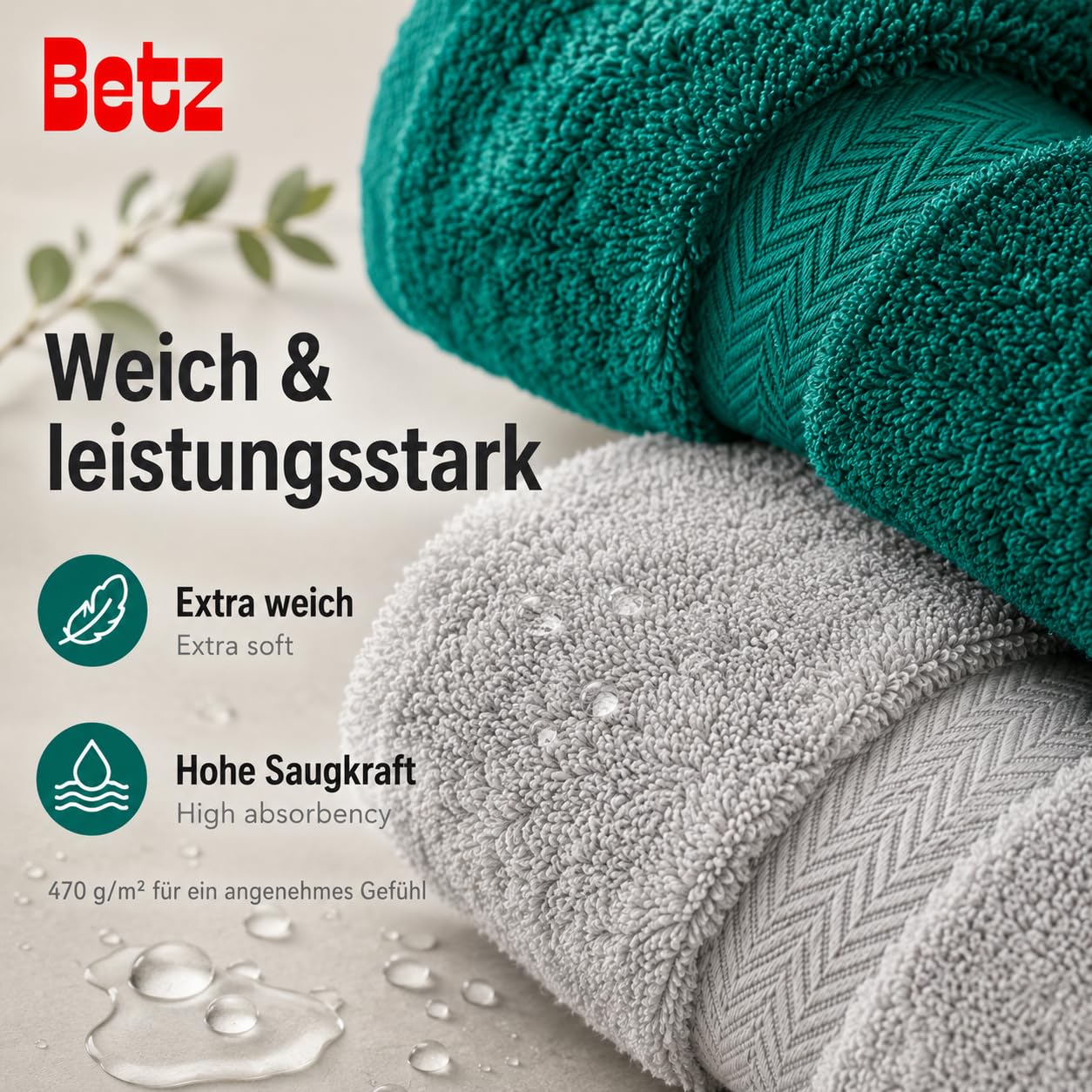 Betz 10-częściowy zestaw ręczników premium 100% bawełna 2 ręczniki kąpielowe 4 ręczniki do rąk 2 ręczniki dla gości 2 rękawice do mycia kolor szmaragd zielony i srebrny szary