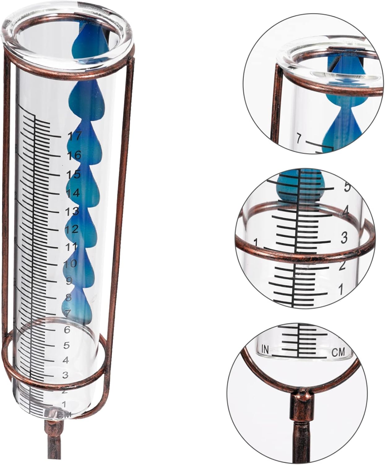 HANABASS 5pcs Outdoor Detachable Rain Gauge Capacity Metal Stake Gradient Design Accurate Measurement Tool for Lawn and Garden Decoration