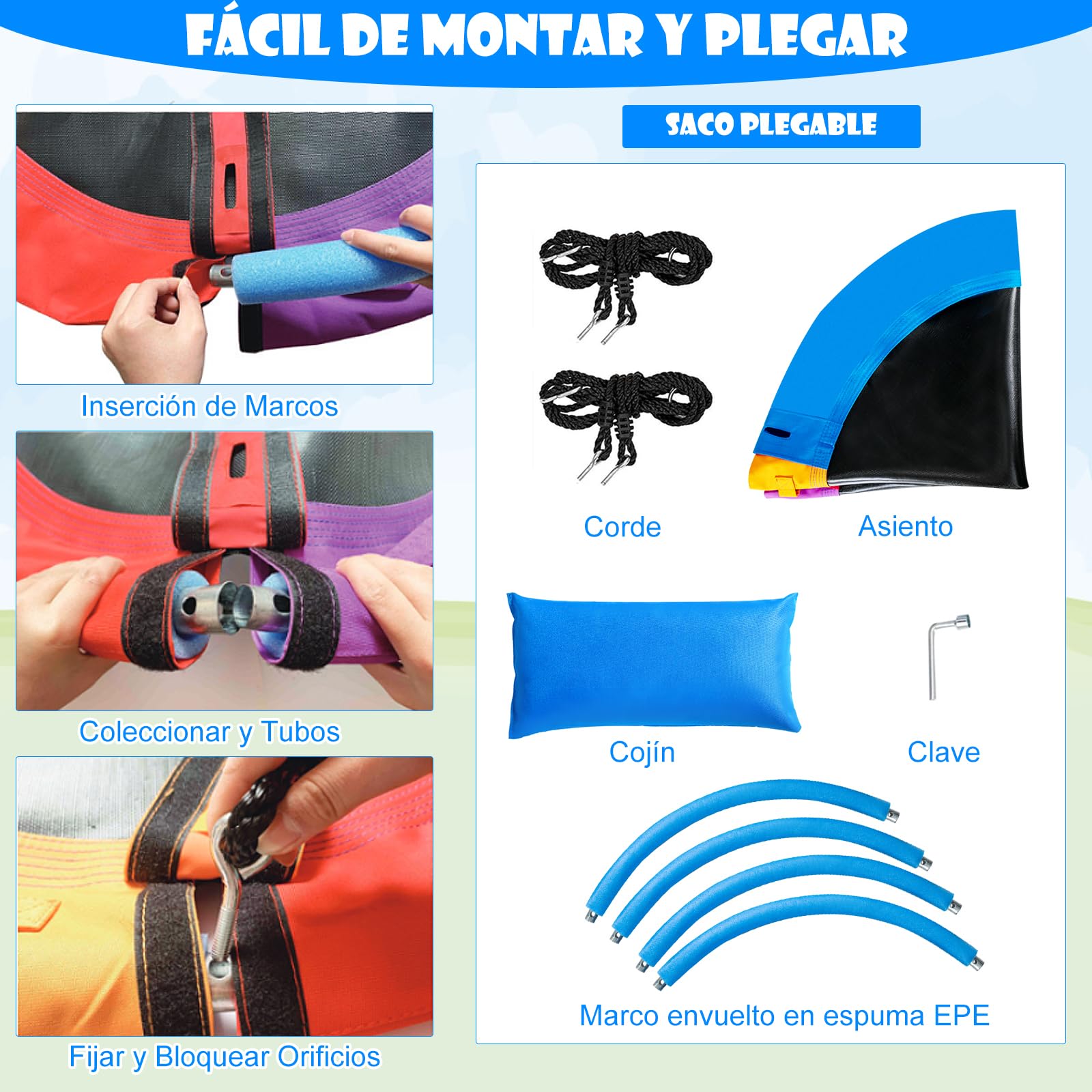 GOPLUS Columpio Jardín Exterior, Máxima Carga 150 KG, Tela Oxford y PP Seguro y Duradero al Aire Libre, Columpio Redondo Grande Diámetro 100cm, Cuerdas Ajustables, con Almohada, para Niños y Adultos