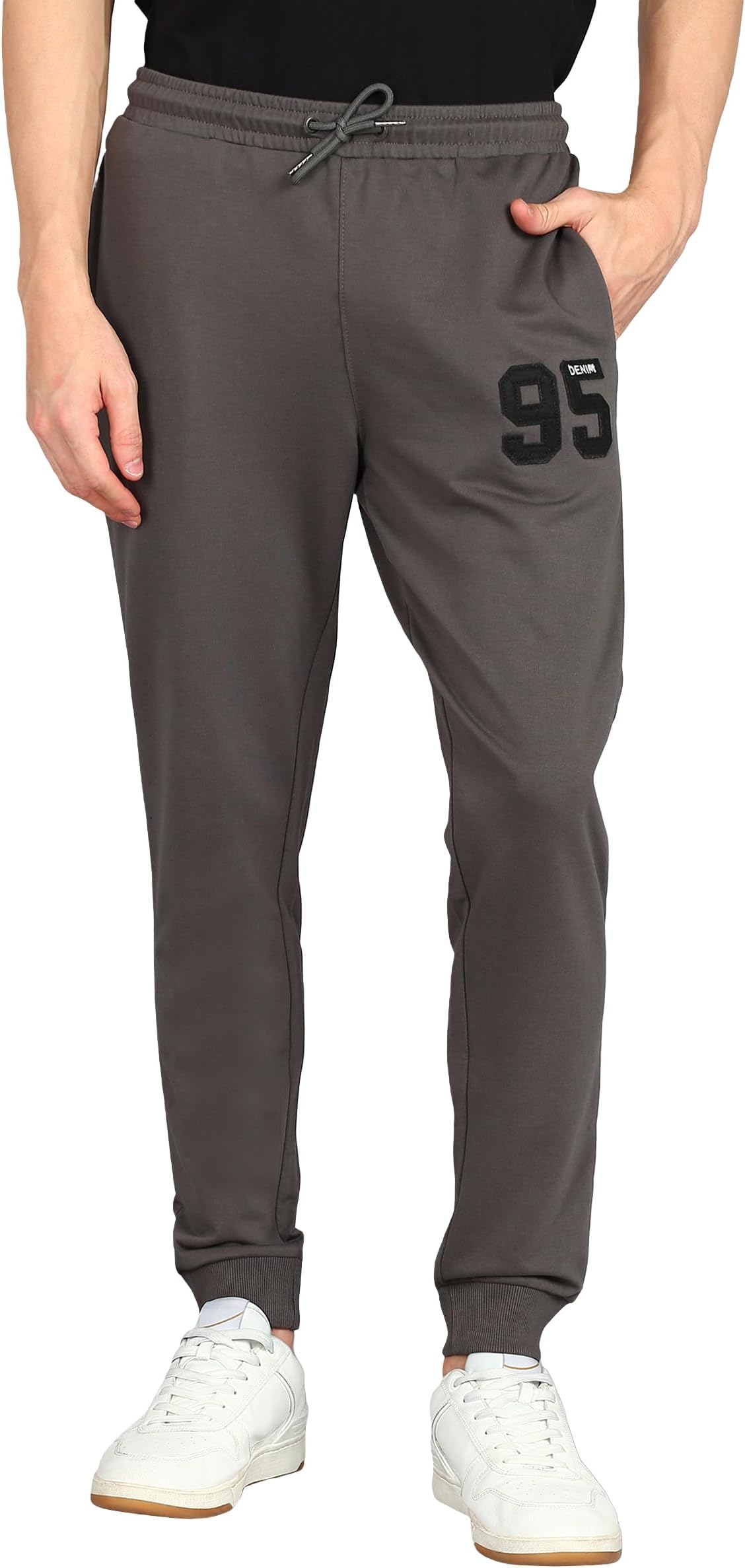 Men Mid Rise Cotton Blend Joggers Track Pants | French Terry | Zipper Pocket | Casual, Gym & Lounge Wear