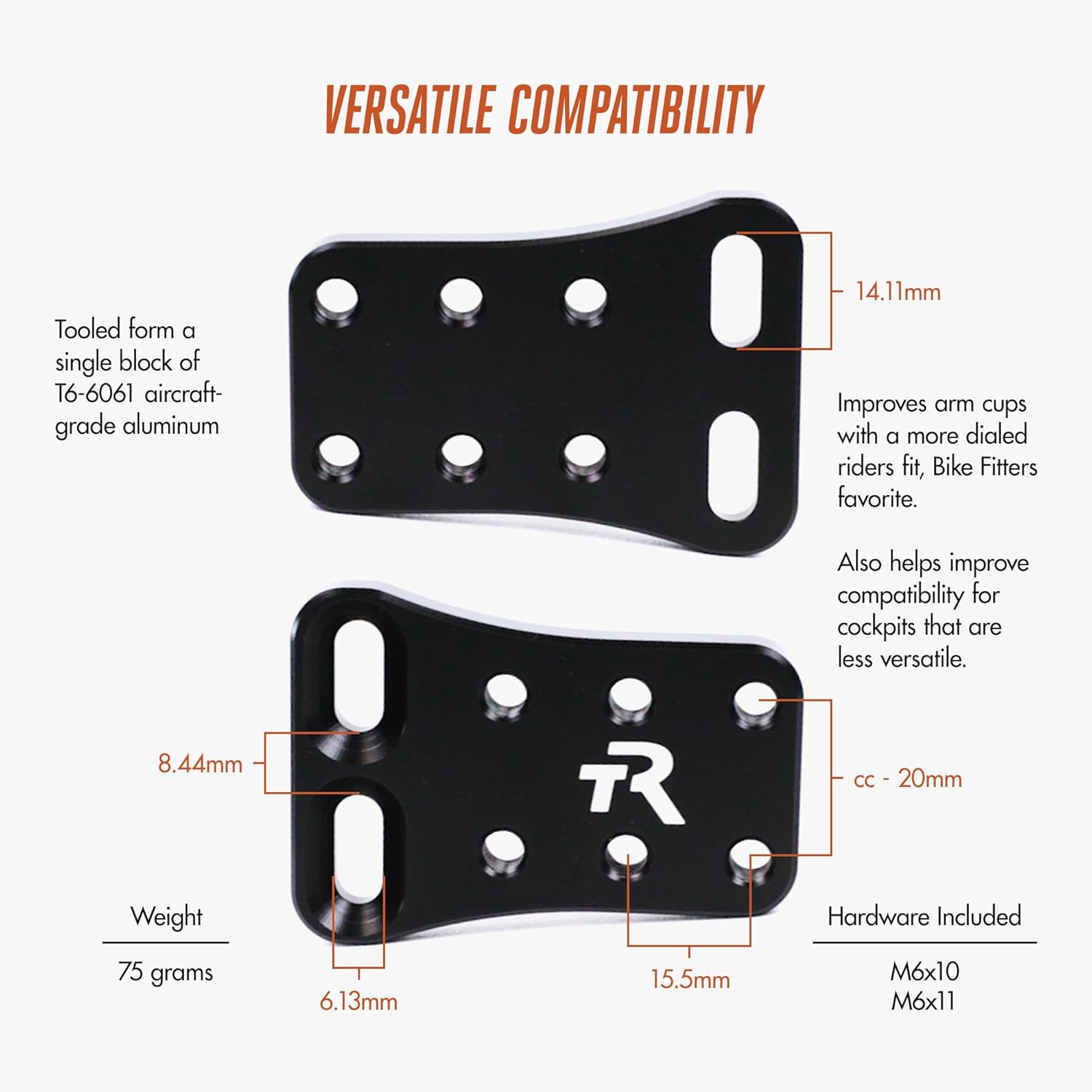 TRIRIG Wingspan Aero Bars Scoop Armrest Extender for Triathlon Bike & Long-distance Road Bike Set Up Aerobar Pads Extension - Lightweight Multi Angle Extensions Plate Fits Most Aerobars & Cockpits