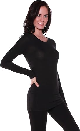 Active Basic Athletic Fitted Plain Long Sleeves Round Crew Neck T Shirt Top - Black/Black - Medium