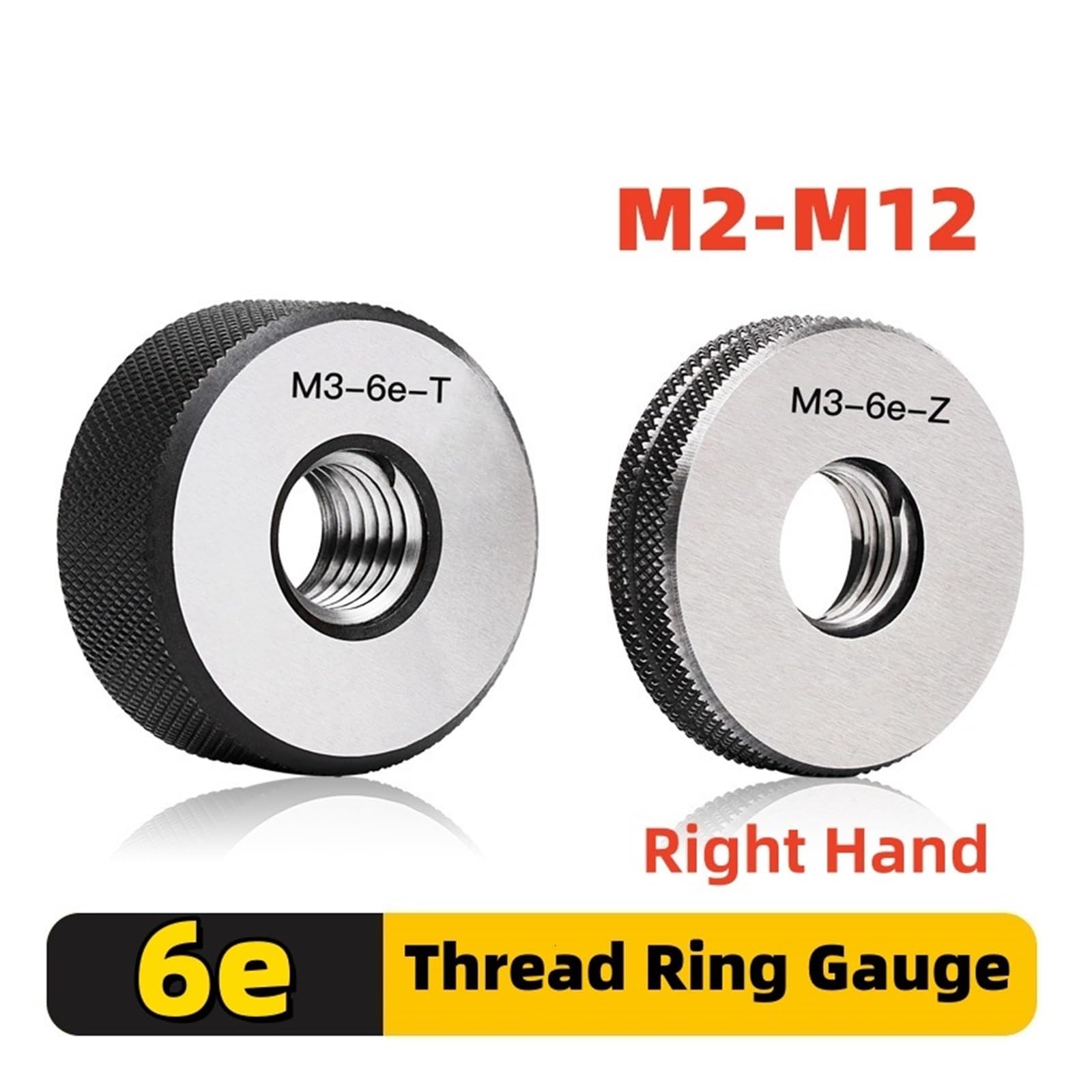 Jauge à anneaux filetés 1 jeu (1 x GO + 1 x NOGO) 6e M2-M12 Outil de mesure de bague de jauge de filetage fin métrique standard(M5X0.8 6e T Z)