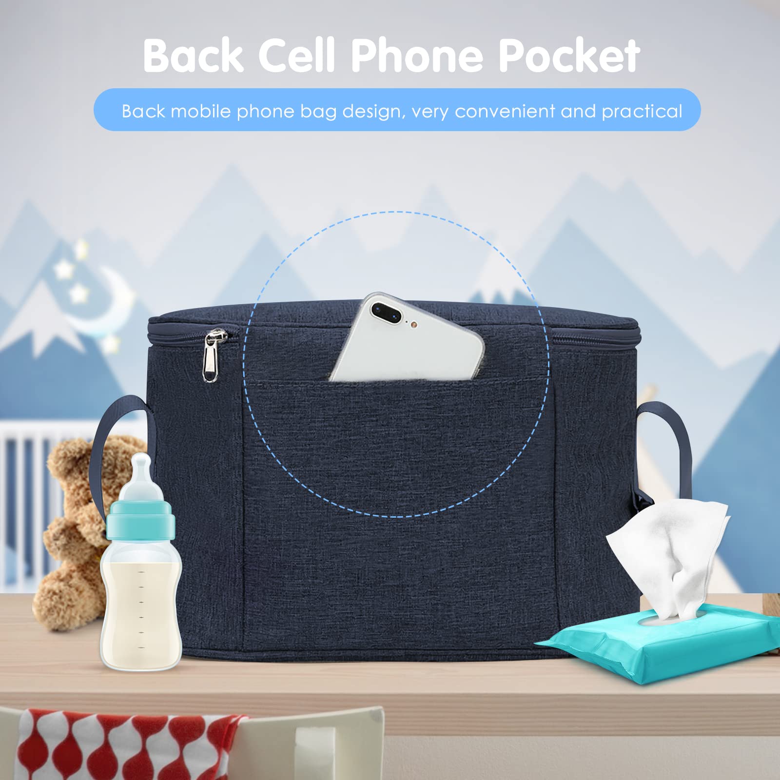 Barra Paraurti Per Passeggino Con Portabicchieri - Vassoio Snack Regolabile In Metallo - Foto 2