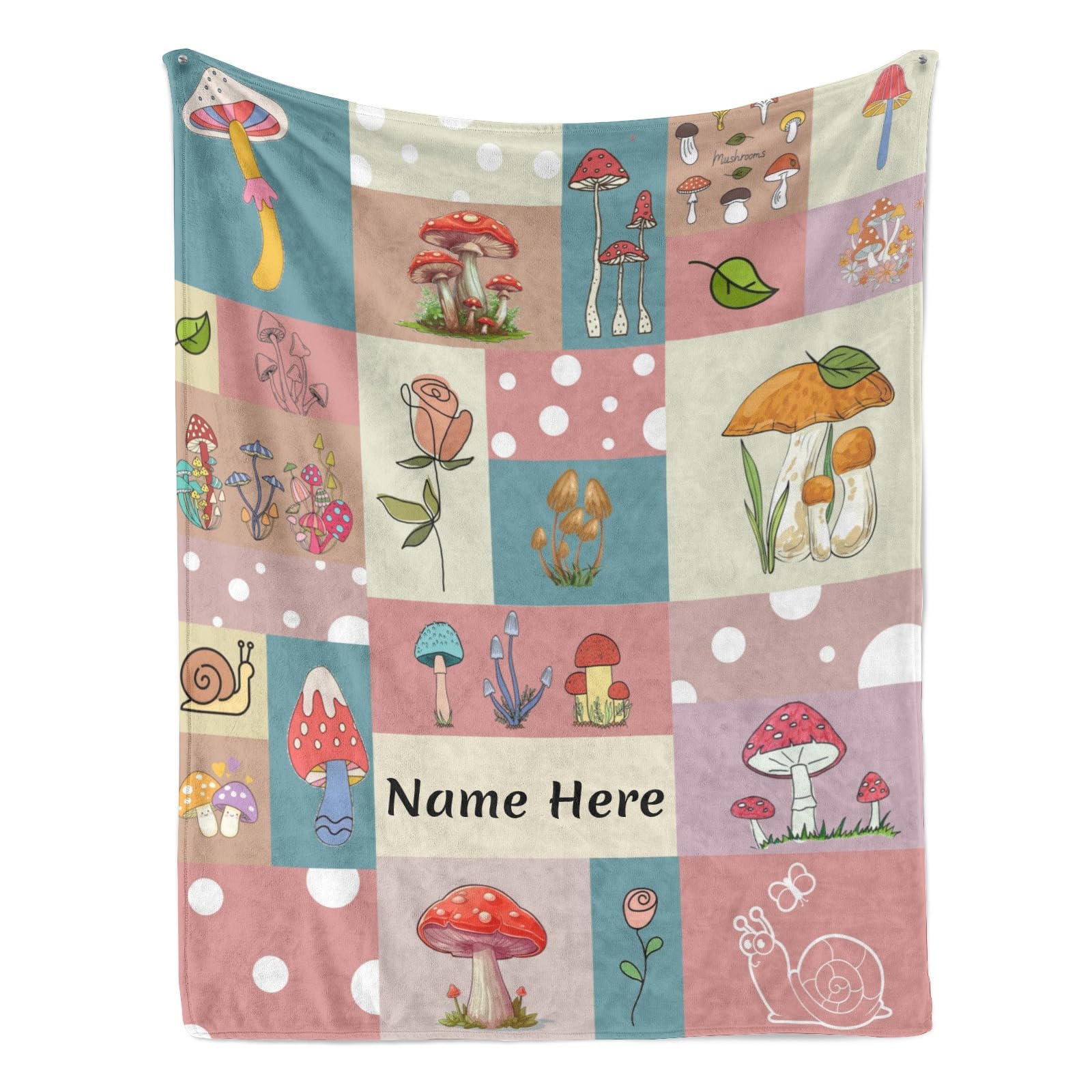 Petite couverture champignon avec prénom, idée cadeau unique