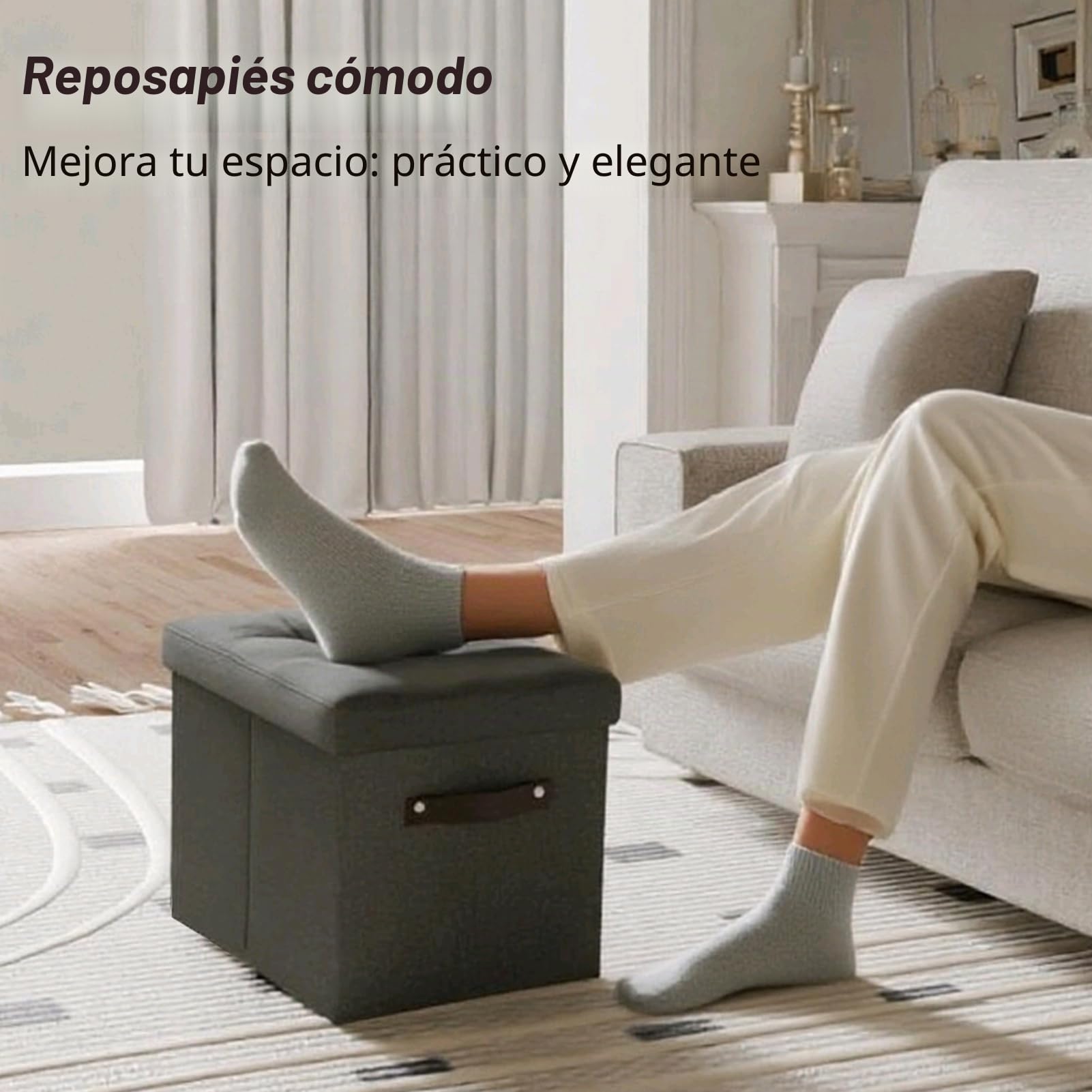 Banco otomano de almacenamiento, organizador con divisores ajustables con tapa para zapatos, ropa, juguete, manta, reposapiés plegable con almacenamiento para sala de estar y dormitorio