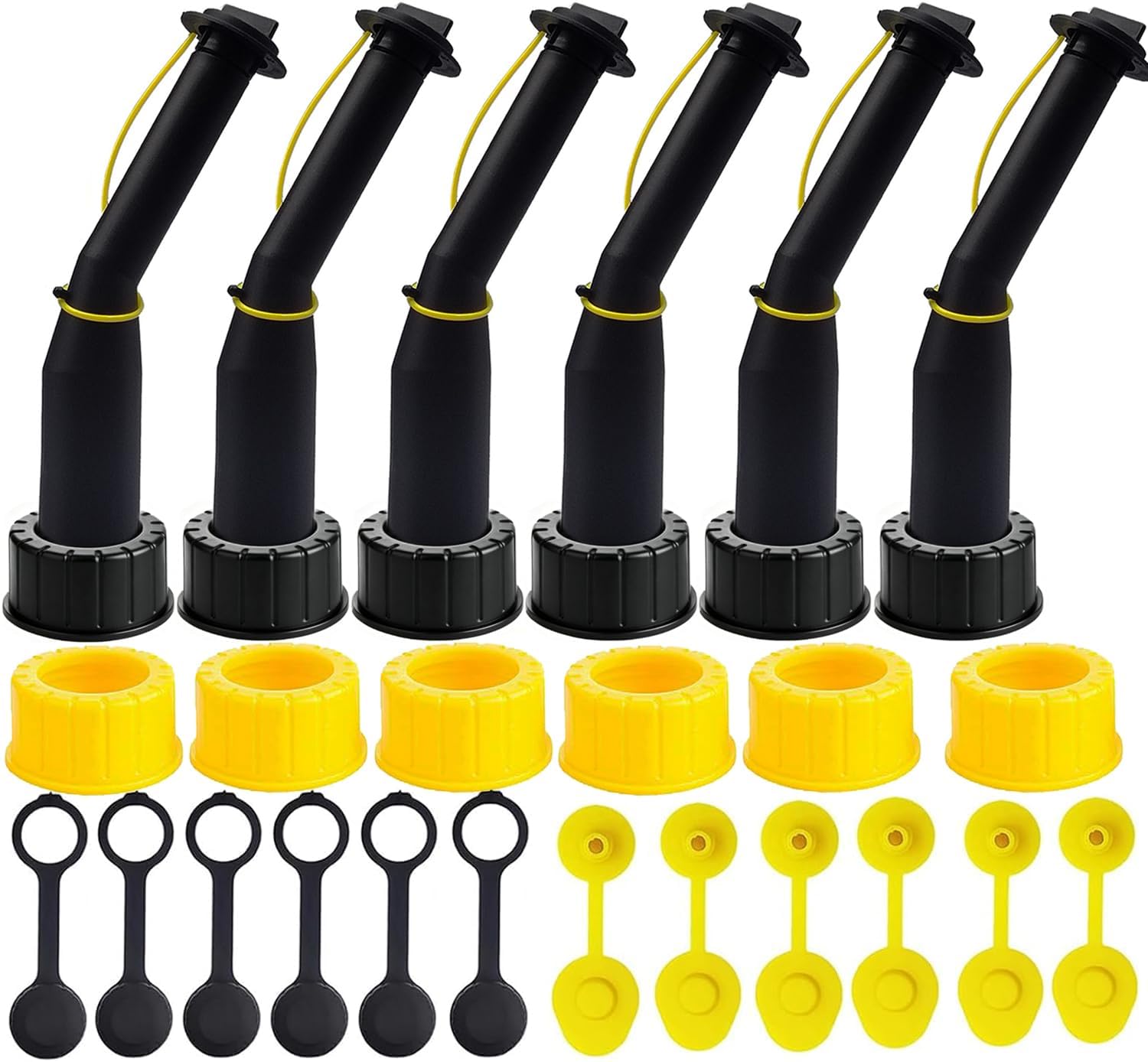 Gas Can Spout Replacement Universal Kit Leakproof Angle Nozzles Gasket Filter Screen Vent Cap Drill Bit for Old Style Gas Can Compatible with Midwest Blitz Gott Rubbermaind Essence Scepter (6black)
