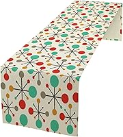 Vista 119 de Camino de mesa de mediados de siglo, moderno patrón atómico absctract geométrico retro de los años 1950 y 1960 S para decoración de mesa del hogar