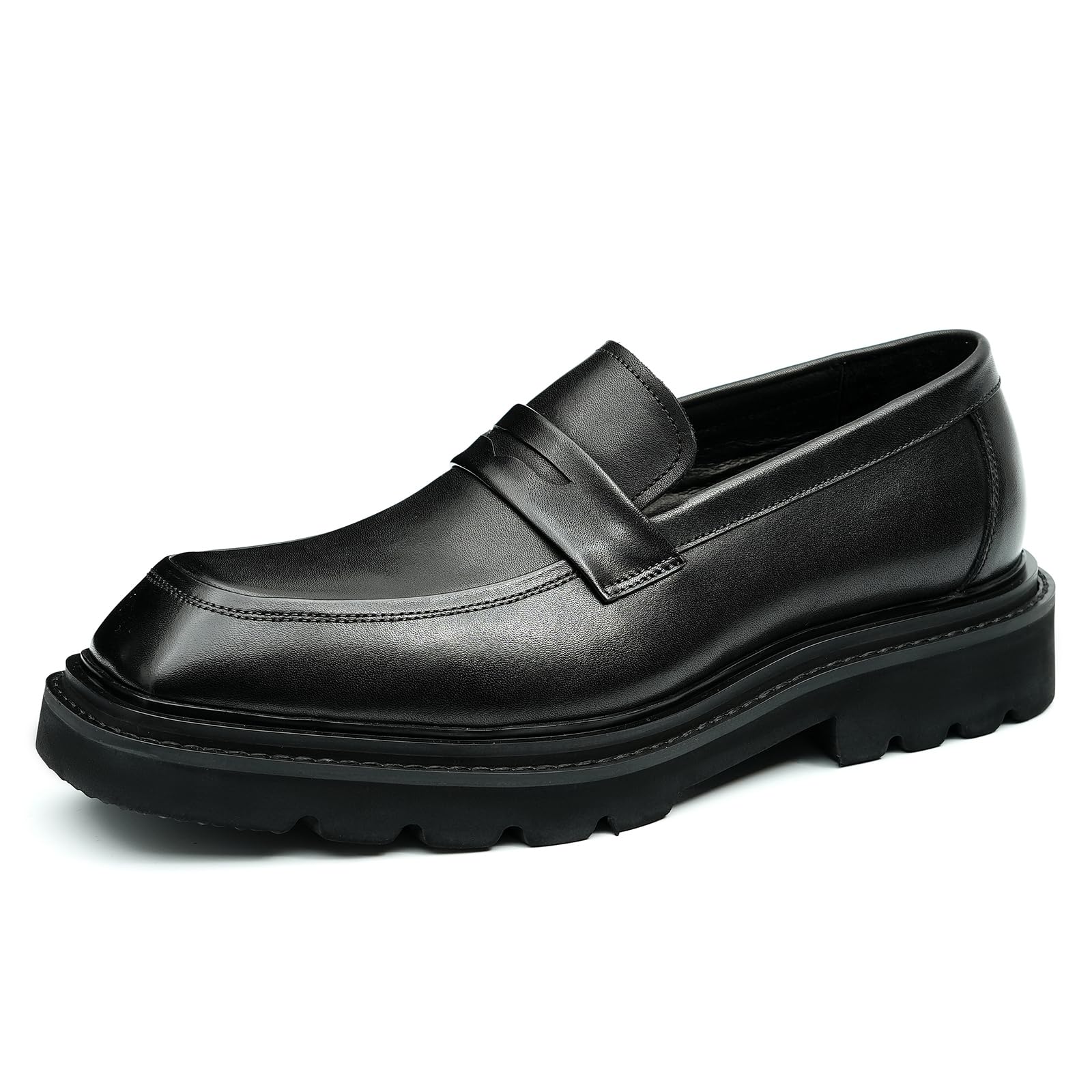Mocassins Confortables à Semelle Epaisse pour Hommes Chaussures à Enfiler en Cuir Formel Affaires