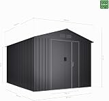 Wasabi - Casetta grande giardino 8,08 m2 Light Anthracite - 313 x 258 x 202 cm - Griglie anticondensa - Antracite - Doppia porta scorrevole - Capannone metallico per stoccaggio esterno - 3