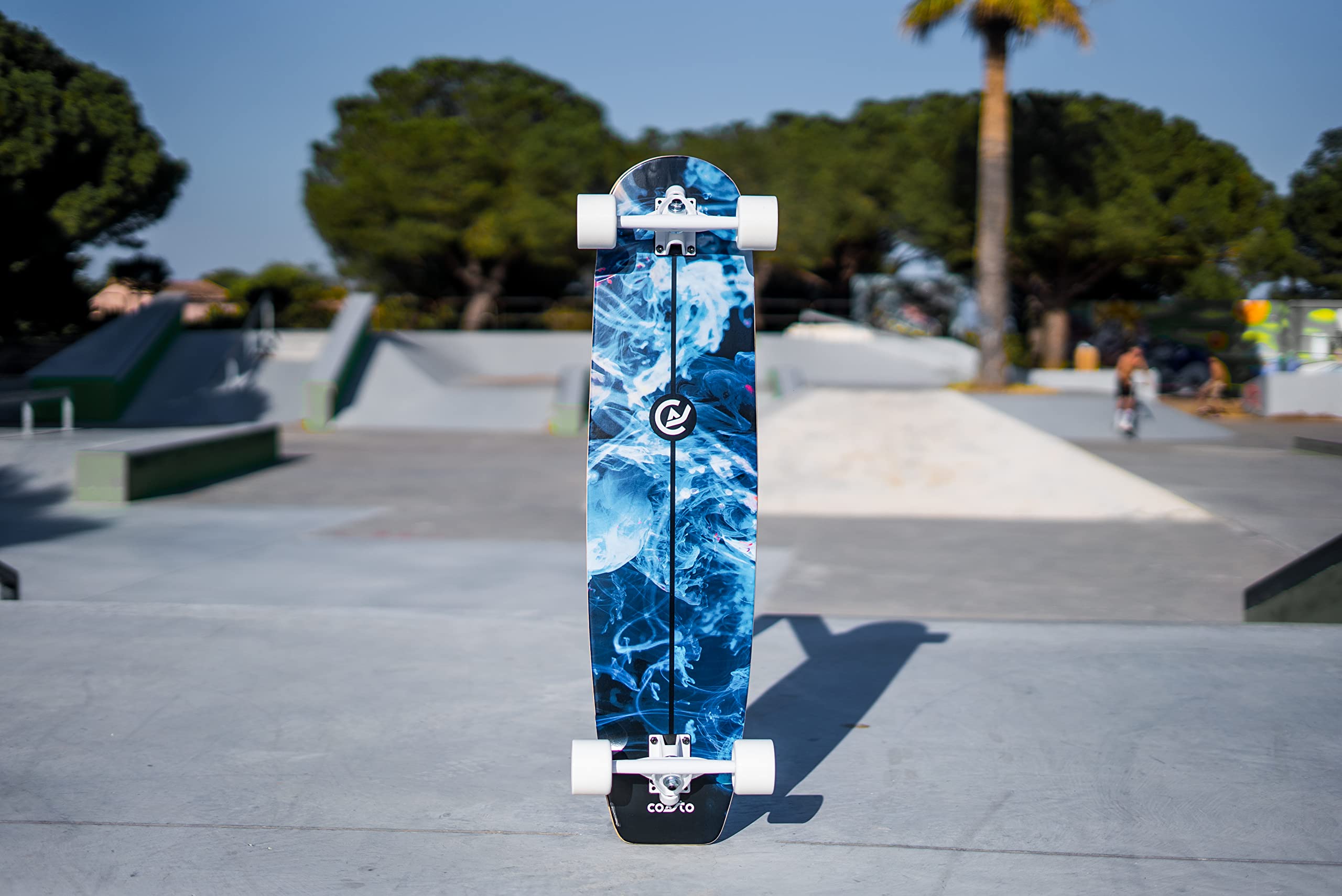 Coasto Longboard Azur 36'' Skateboard Balade Carving Dancing Freeride Cruiser Tout Terrain Bleu