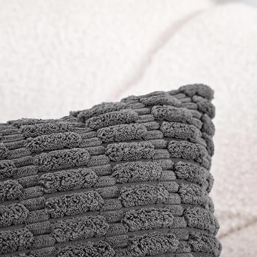 Miniatura 5 de HWY 50 Juego de 2 fundas de cojín decorativas de pana gris oscuro de 16 x 16 pulgadas para sofá, sala de estar, cama, fundas de cojín suaves y lisas