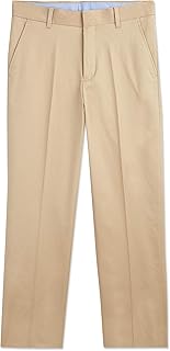 Tommy Hilfiger Pantalón de vestir de sarga con parte delantera plana para niño