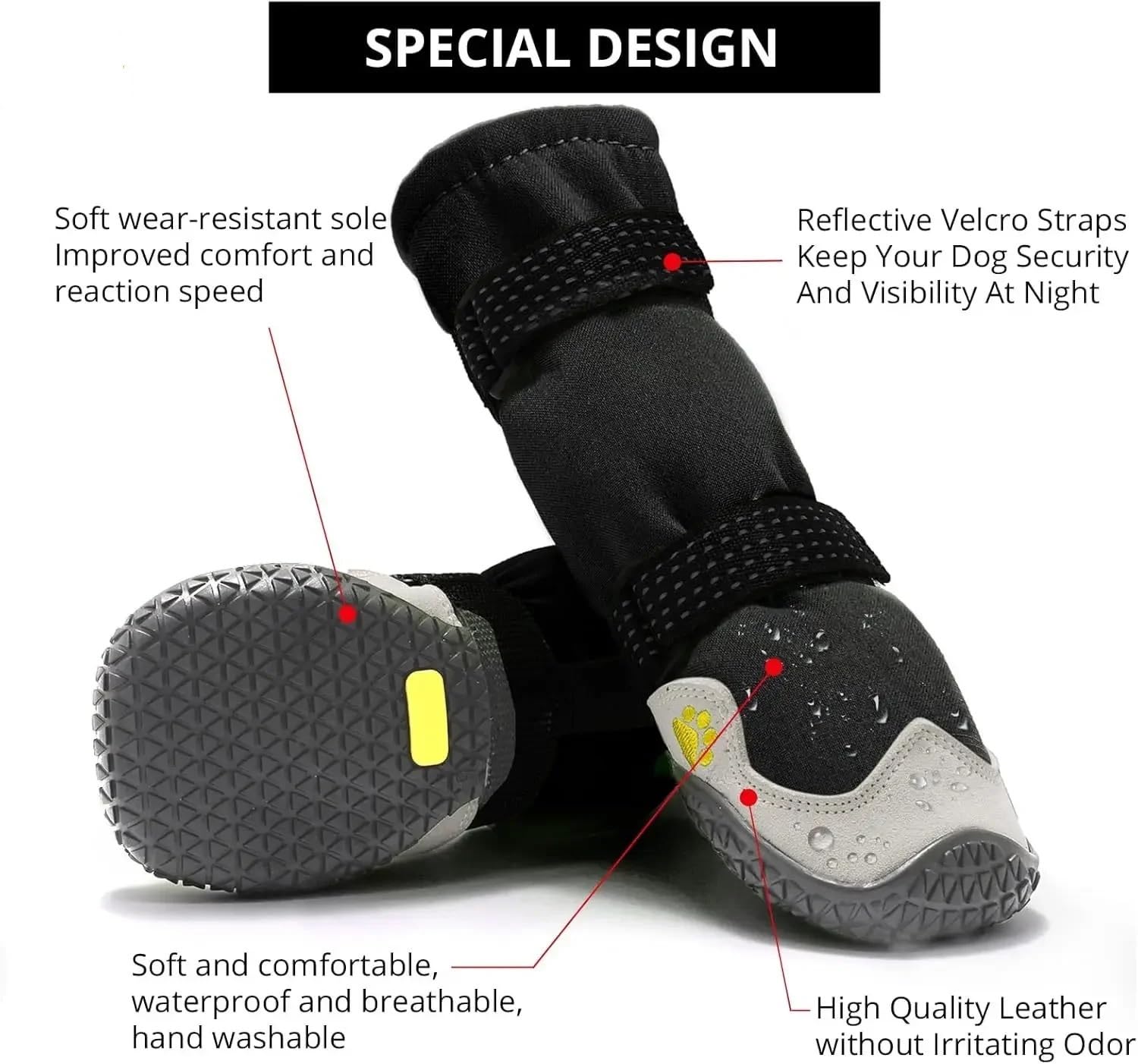 Chaussures toutes saisons pour chien – Imperméables et antidérapantes pour les jours chauds, pluvieux et neigeux (taille 7-8 x 7 cm)