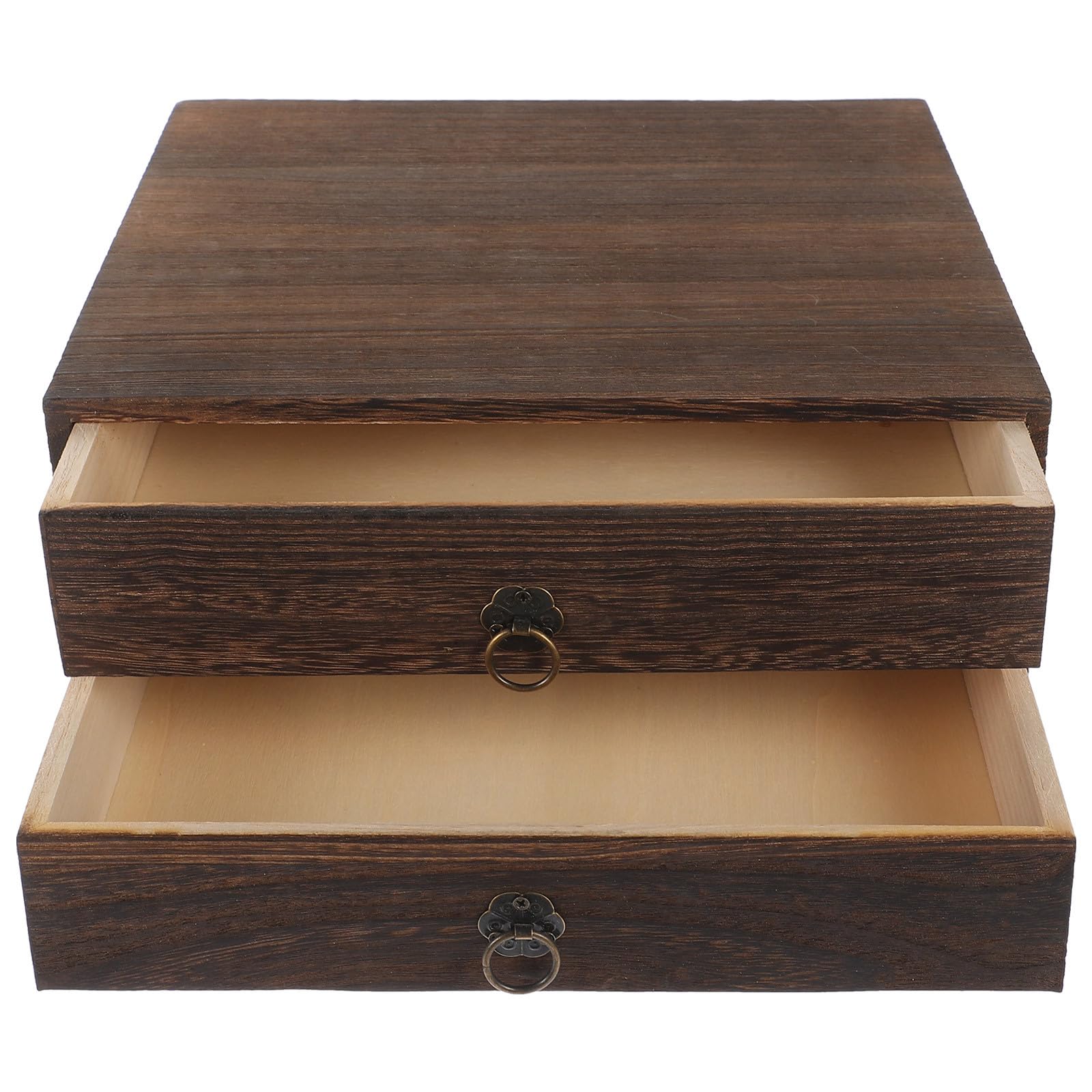 CHILDWEET Scatola Portaoggetti a Cassetto in Legno Multistrato, Doppio Strato, Dimensioni Compatte 25,5X24,5X11 CM, Adatta per l'Organizzazione di Cancelleria e Accessori da Ufficio