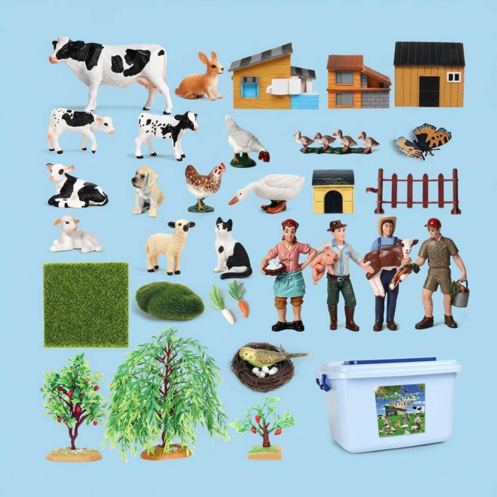 Figuras de Animales de Granja para Niños con Miniaturas Detalladas de Animales y Fences en Personajes para Aprendizaje Interactivo Adecuado para