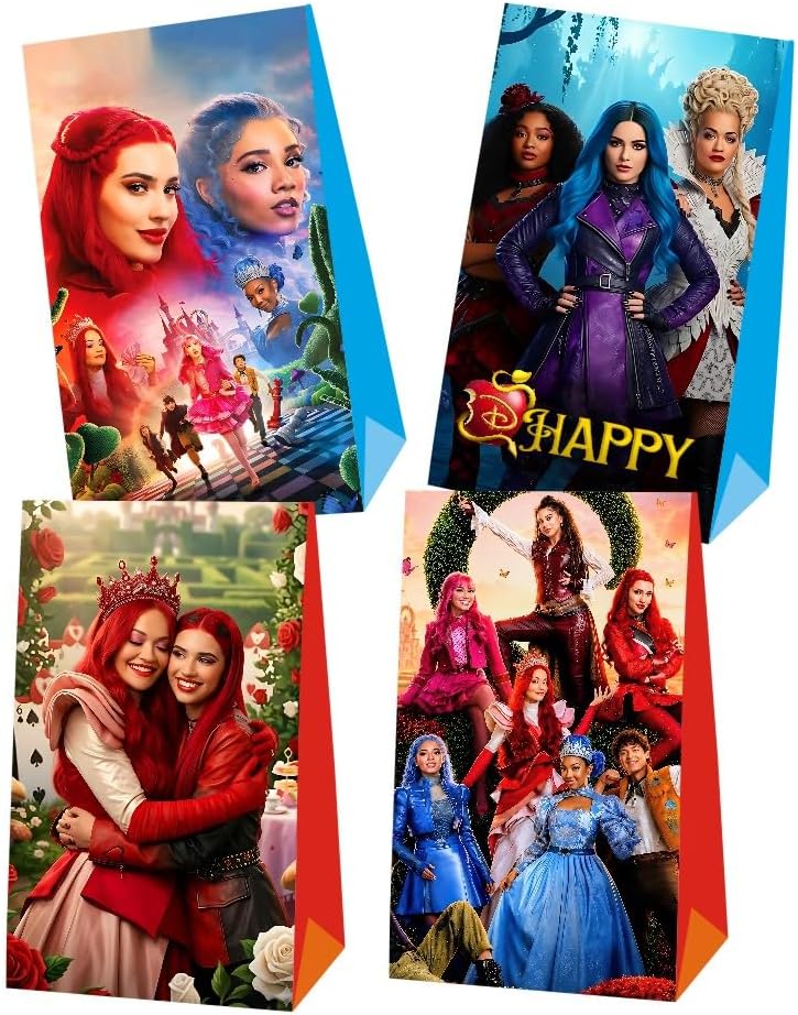 VAESCOL 12Pcs Descendants Wicked Wonderland Gift Bags Goodie Bags for Kids Birthday Decorations Party Supplies image 5