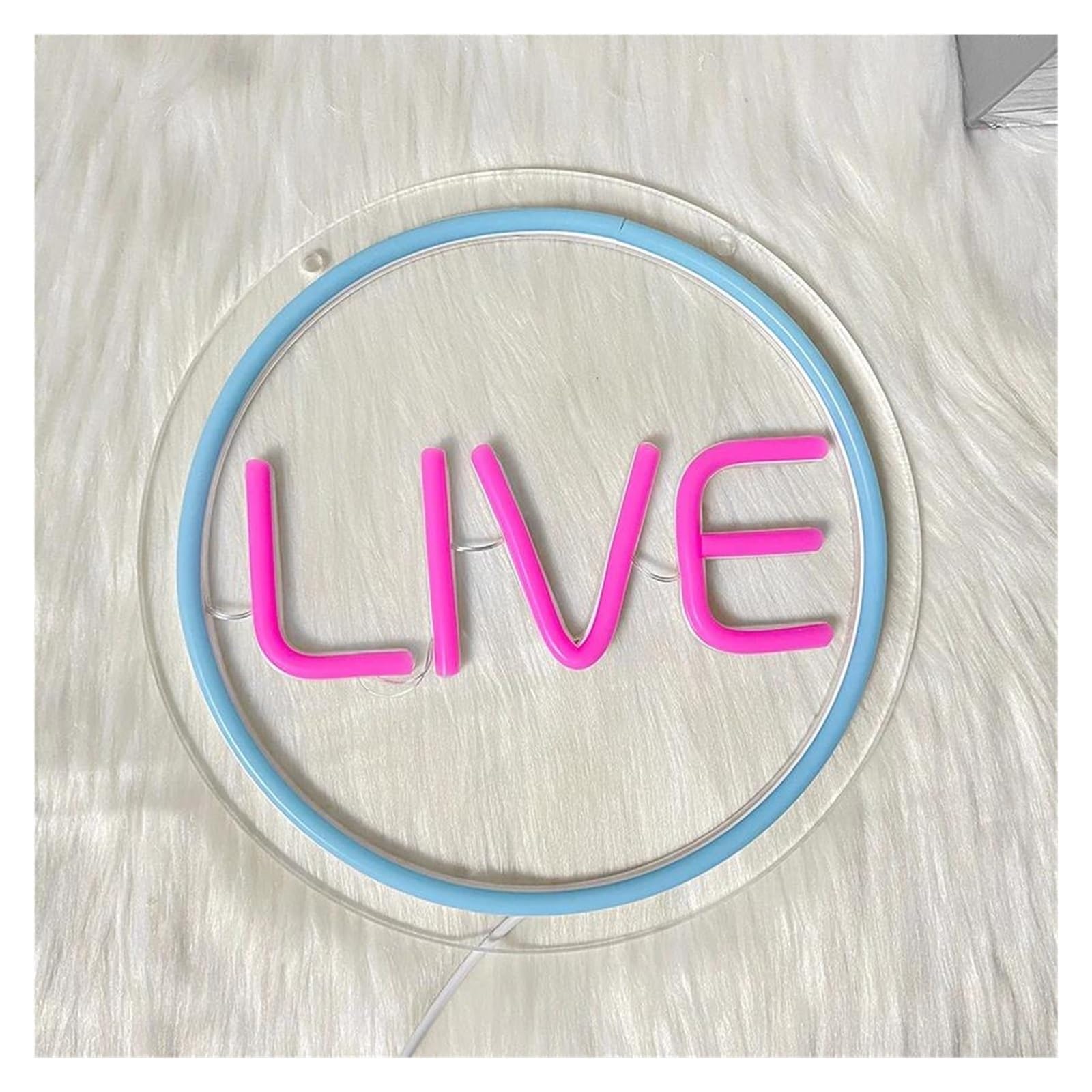Insegna luminosa al neon Live for per neon Sign Blue Circle LED Light dimmerabile per alimentazione per USB 23,5 cm x