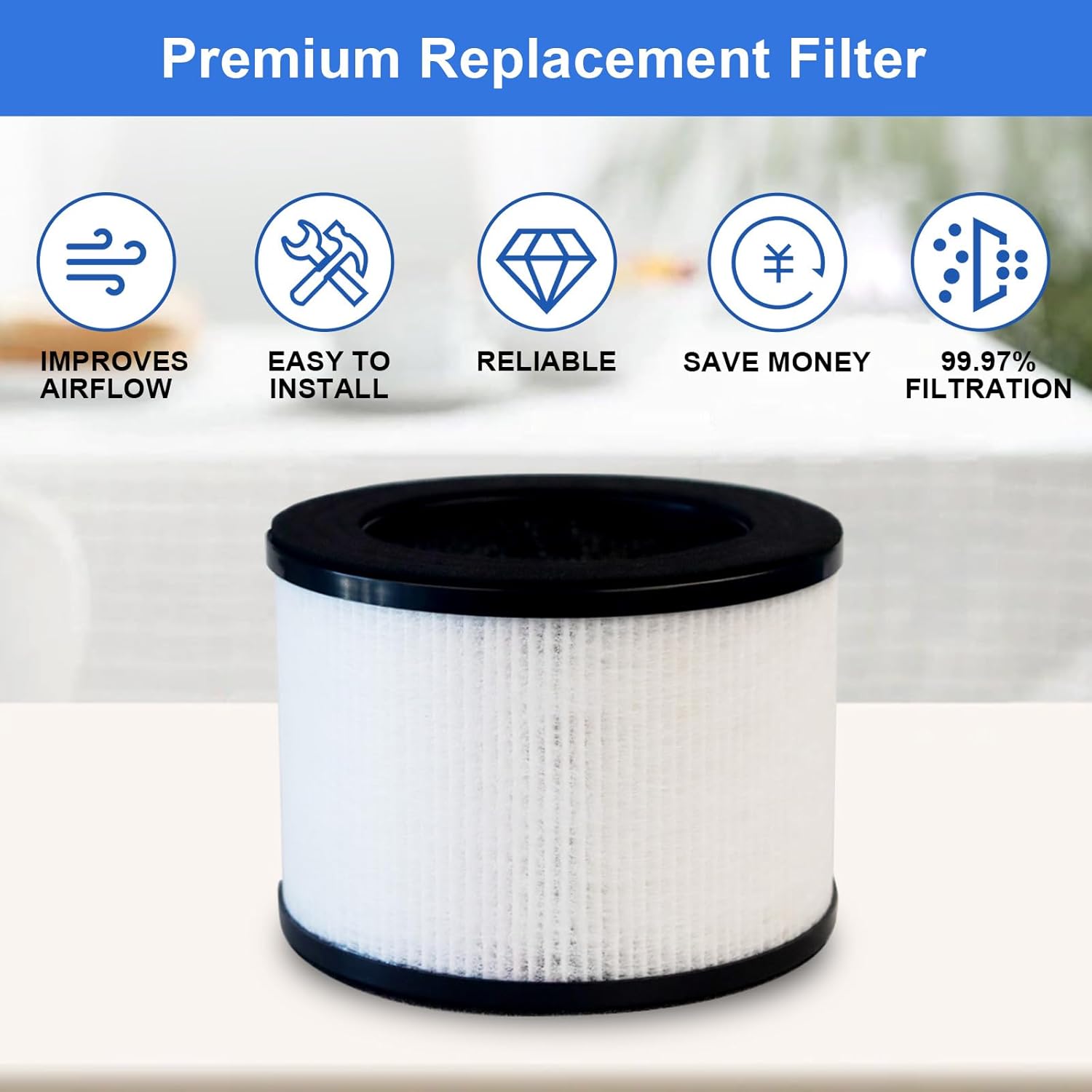 3 Pack TZ-K1 Replacement Filters Compatible with ToLife TZ-K1 and with FreAire & AROEVE MK01 MK06 MG01JH, 3-Stage Filtration H13 True HEPA filters - Image 5