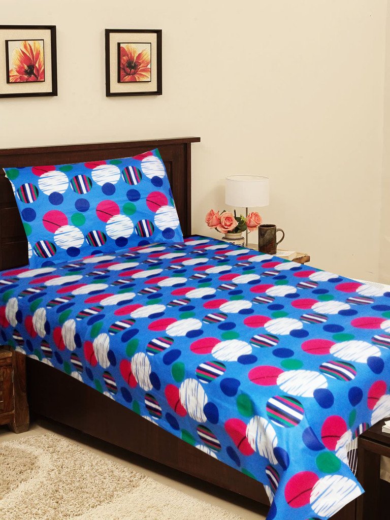 Homefab India Set of 2 Cotton Single Bed Sheets with 2 Pillow Covers