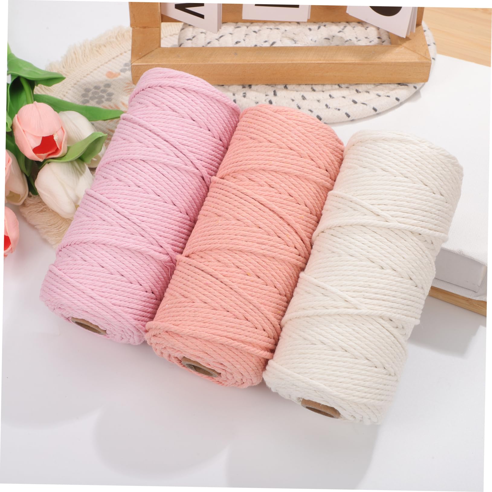 Cordón de Algodón para Manualidades, 3 Madejas de Hilo
