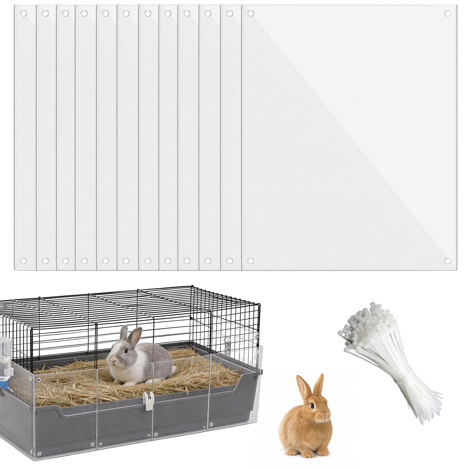 SHIQUAN 12 PCS Pet Cage Liner Protection 10.2'' x 8.3'',with 100 Cable Ties