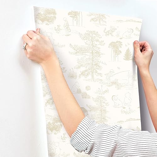 Miniatura 5 de Papel tapiz de Disney Winnie The Pooh Toile beige para despegar y pegar de RoomMates, RMK12622RL
