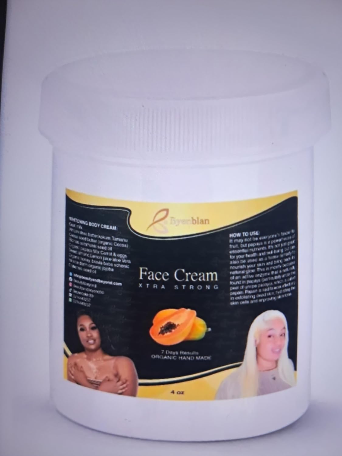 Byenblan LLC Papaya cream face,4 fl. oz.