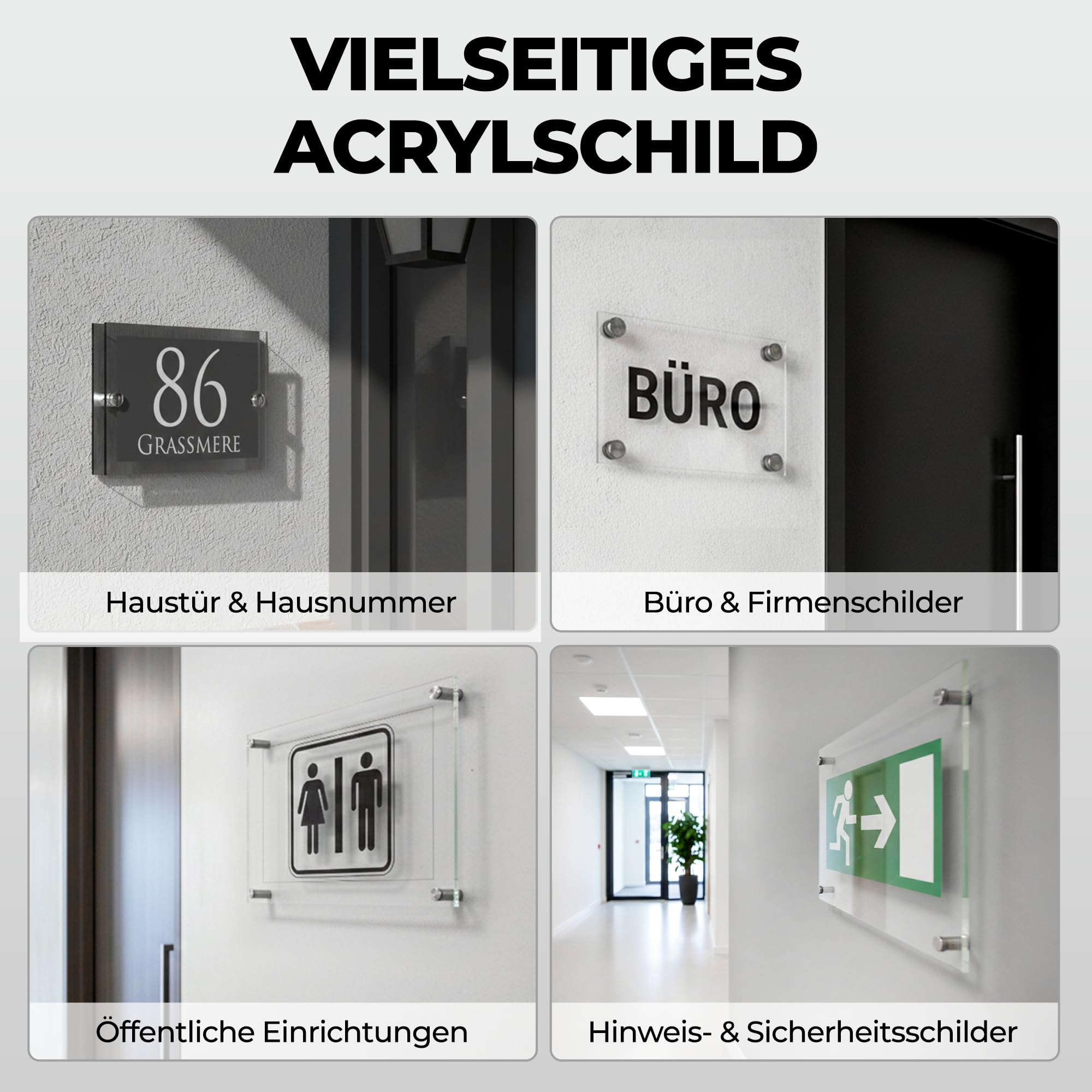 EH Design Türschild/Wandschild aus Acryl I Transparent klare Abdeckung, Büroschild zum selbst beschriften, Infoschild für Wandmontage I inkl. Befestigungsmaterial (300 x 420 mm Silber)