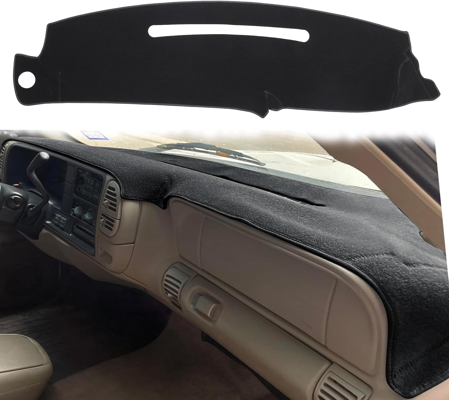 Dash Cover Mat Custom Fit for 1997-2000 Chevy Chevrolet Silverado/GMC C1500 C2500 C3500 K1500 K2500 K3500, 1997-99 GMC Yukon/Chevy Tahoe Suburban, Dashboard Pad Carpet Protector(97-99, Black)