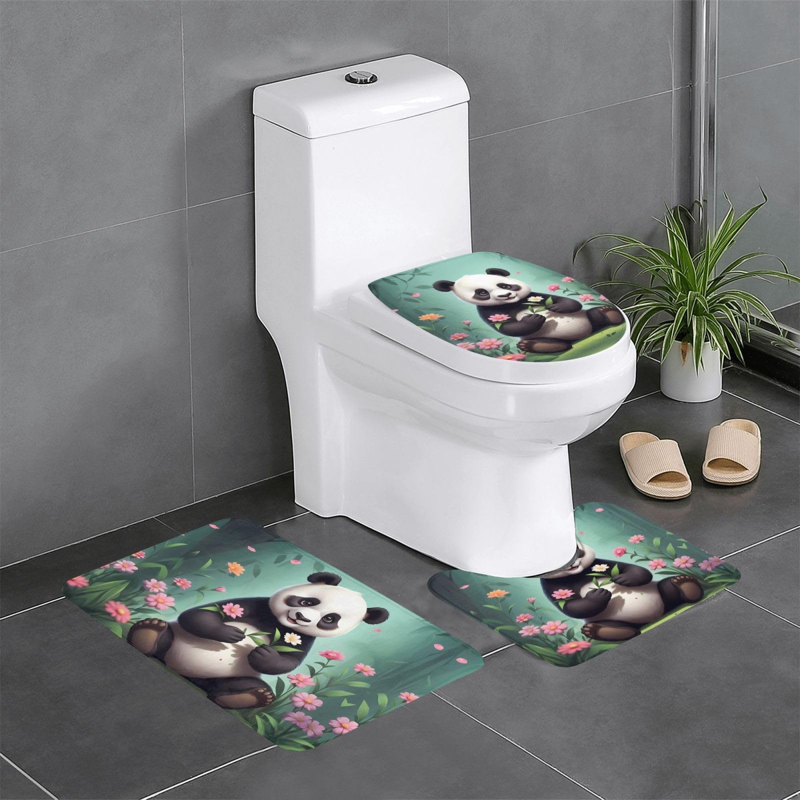 Tapis de salle de bain antidérapant panda pour sécuriser les sols glissants des WC