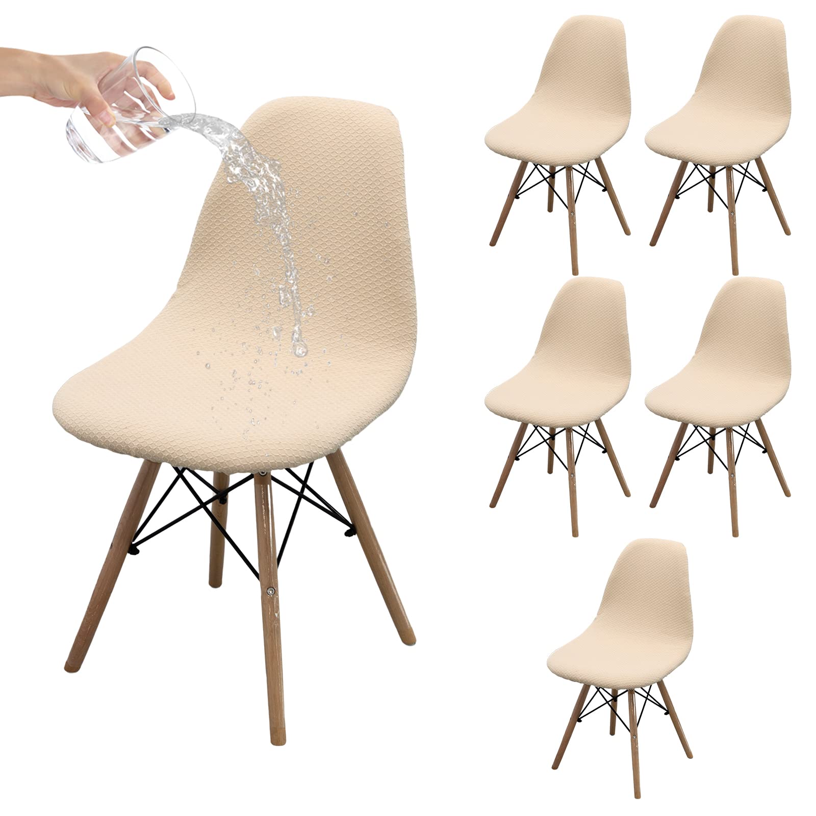 Fundas para sillas de Comedor, Fundas Modernas de Estilo Concha, Cubiertas elásticas sin reposabrazos para Cocina, Comedor y salón,6,6 Piezas
