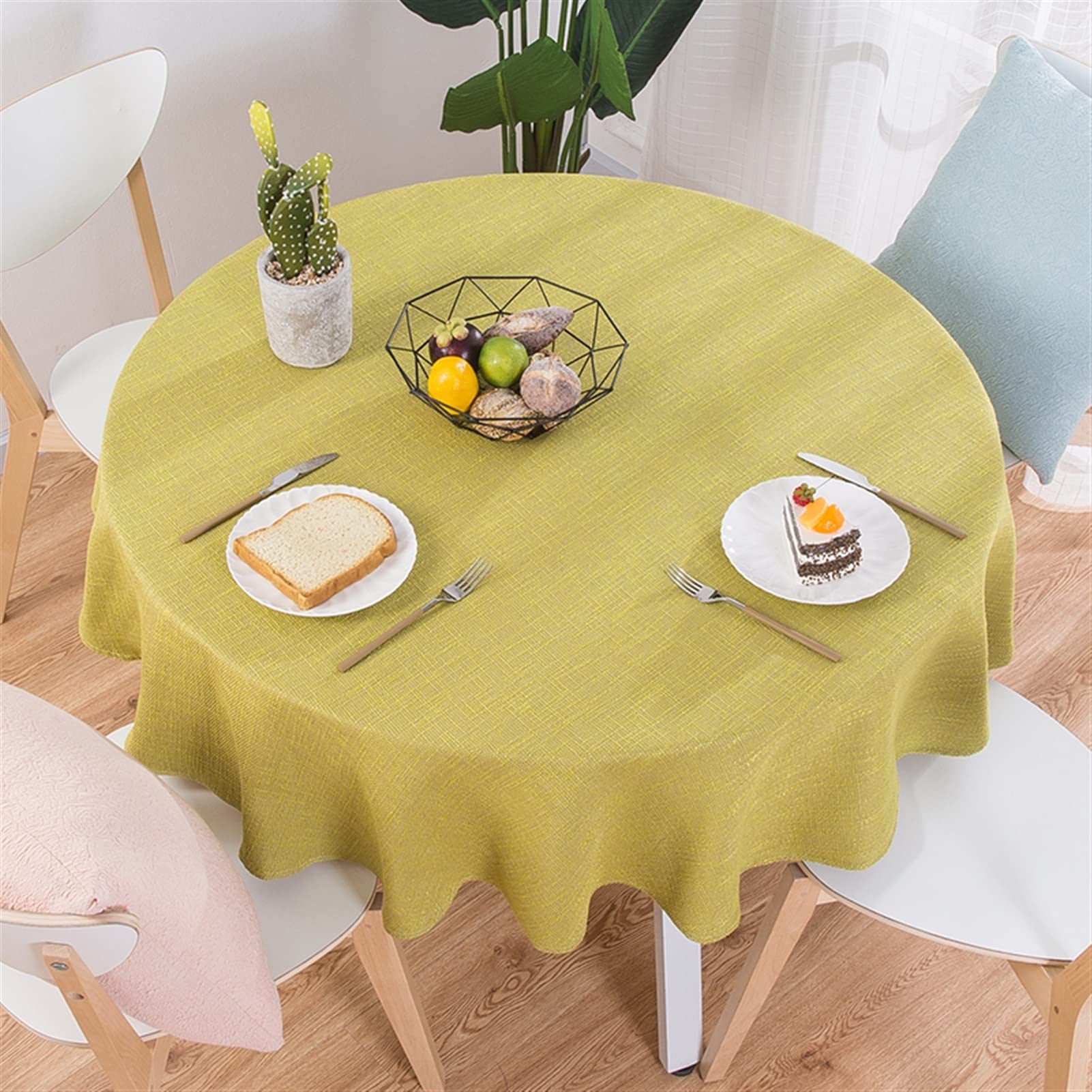 Nappe en coton et lin lavable pour protéger et décorer votre nappe de table ronde de cuisine