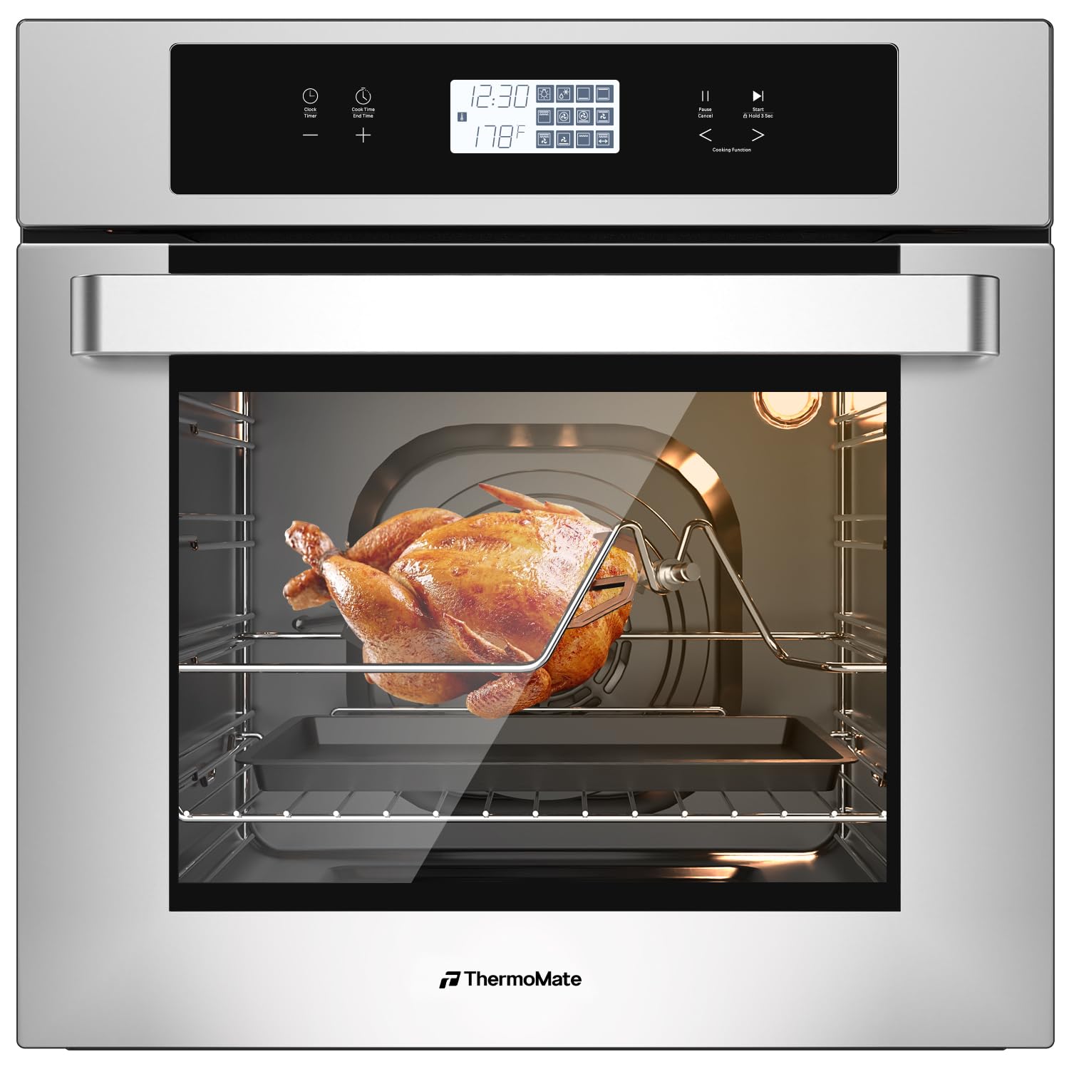 Photo 1 of **** TOP PANNEL LIFTING **** ThermoMate 24 Inch Electric Wall Oven, ETL Certified, 2.6 Cu.Ft. Convection Ovens with 12 Functions, 3D Heating, 3100W, Sensor Touch Control, Safety Lock, Stainless Steel