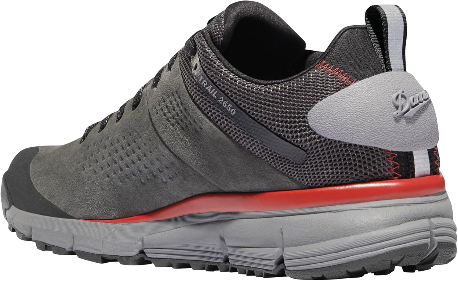 Danner Trail 2650 3” Waterproof Hiking Shoes for Men - Durable Leather & Textile Upper with Breathable Gore-Tex Lining and Vibram Traction Outsole, Dark Gray/Brick Red - 9D