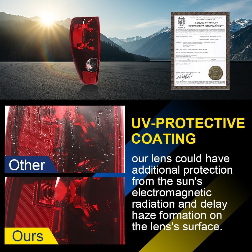 LQI Tail Light Assembly Rear Lights Tail Lamp Assembly Left Driver Side w/o Bulbs Compatible with Chevy Colorado GMC Canyon 2004-2012 Fit 2-Door Regular Cab & 3/4-Door Extra Cab & 4-Door Crew Cab Red