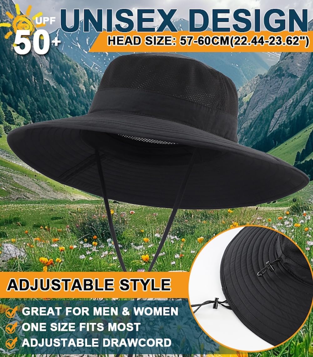 Home Prefer UPF50+ Mens Sun Hat Wide Brim Fishing Hat Foldable Large Brim UV Protection Sun Hat for Men Women Beach Gardening - Image 4