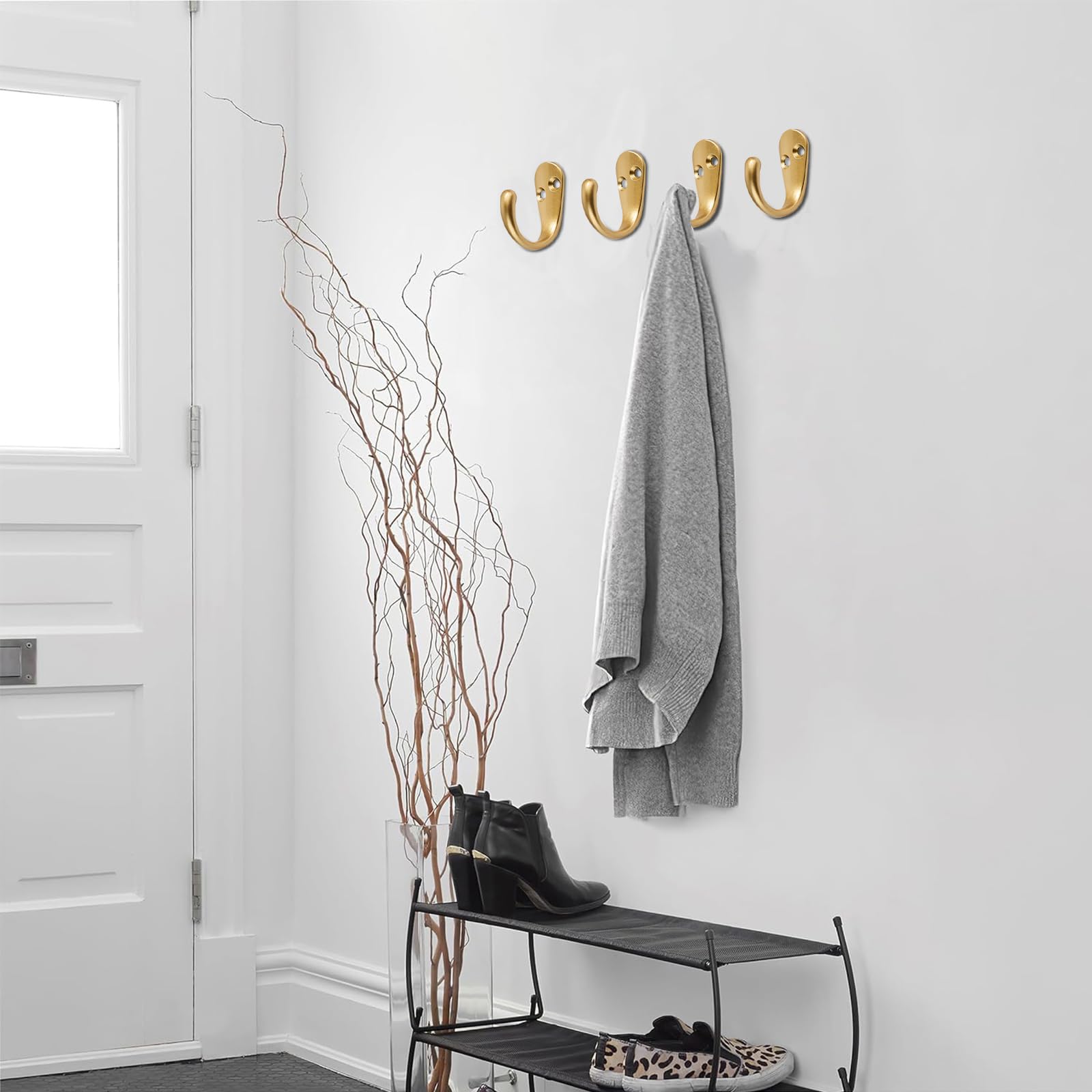 KHTUMEWARE-HK337 Brushed Gold Coat/Robe Hooks 2-Pack in Brushed Gold — KHTUMEWARE