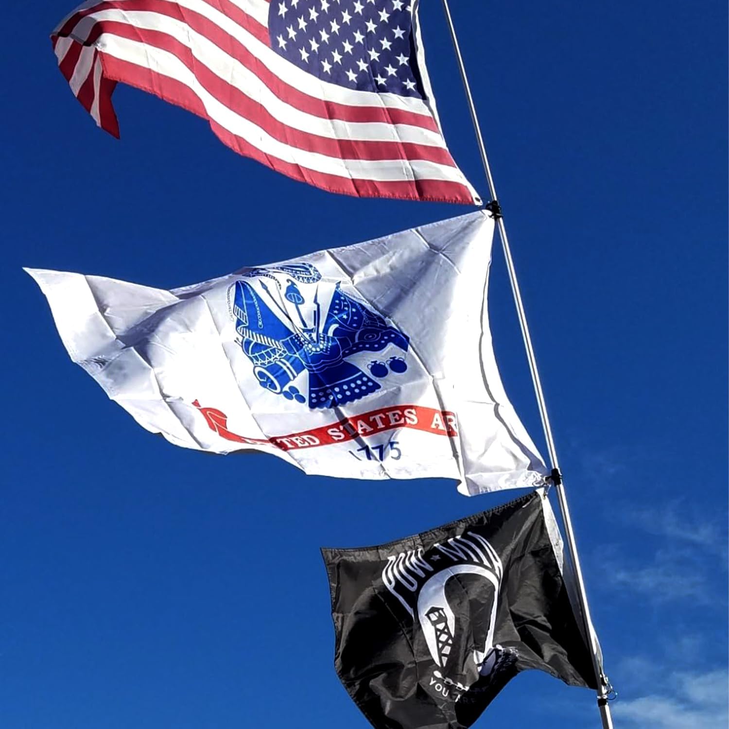 Army US Military Flag 3x5 Outdoor Made in USA - Double Sided Heavy Duty Vivid Color American United States 1775 White Army Flags with 2 Brass Grommet
