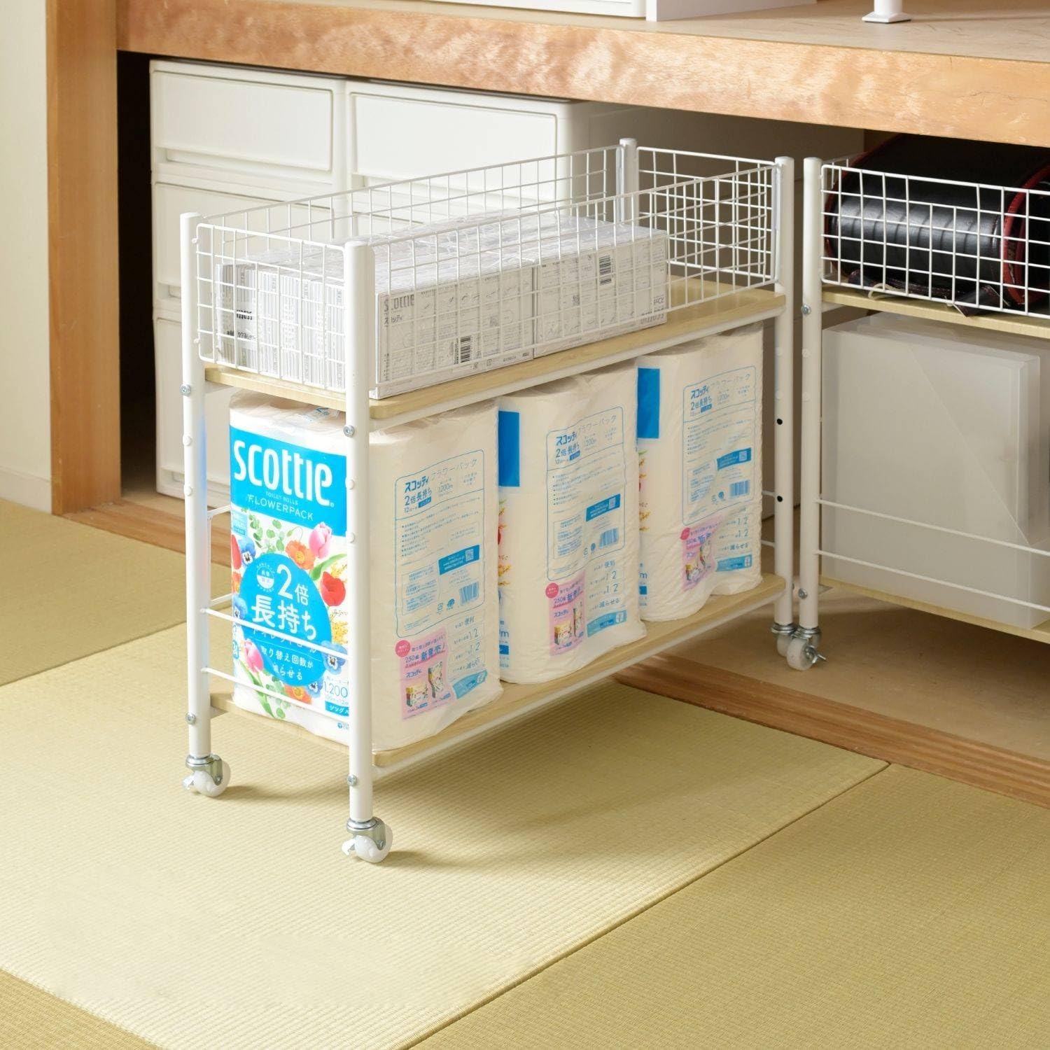 Amazon.co.jp: 収納ラック ワゴン キャスター付き 奥行 75.5 高さ 64.5