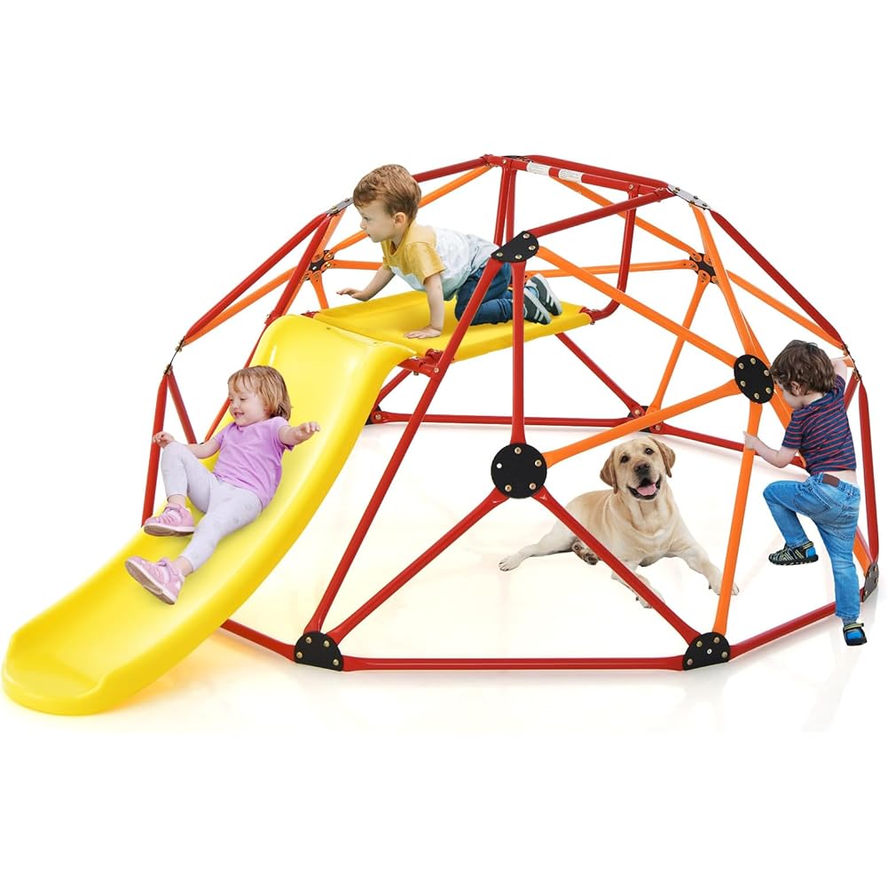 30/mo Finance HONEY JOY Climbing Dome with Slide, 8FT Jungle Gym