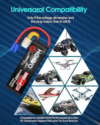 Miniatura 7 de HOOVO Batería LiPo de 22.2V 6S 6000mAh 100C Softcase RC Batería para RC Quadcopter Camión Barco, Avión, Helicóptero RC Vehículo (2 unidades)