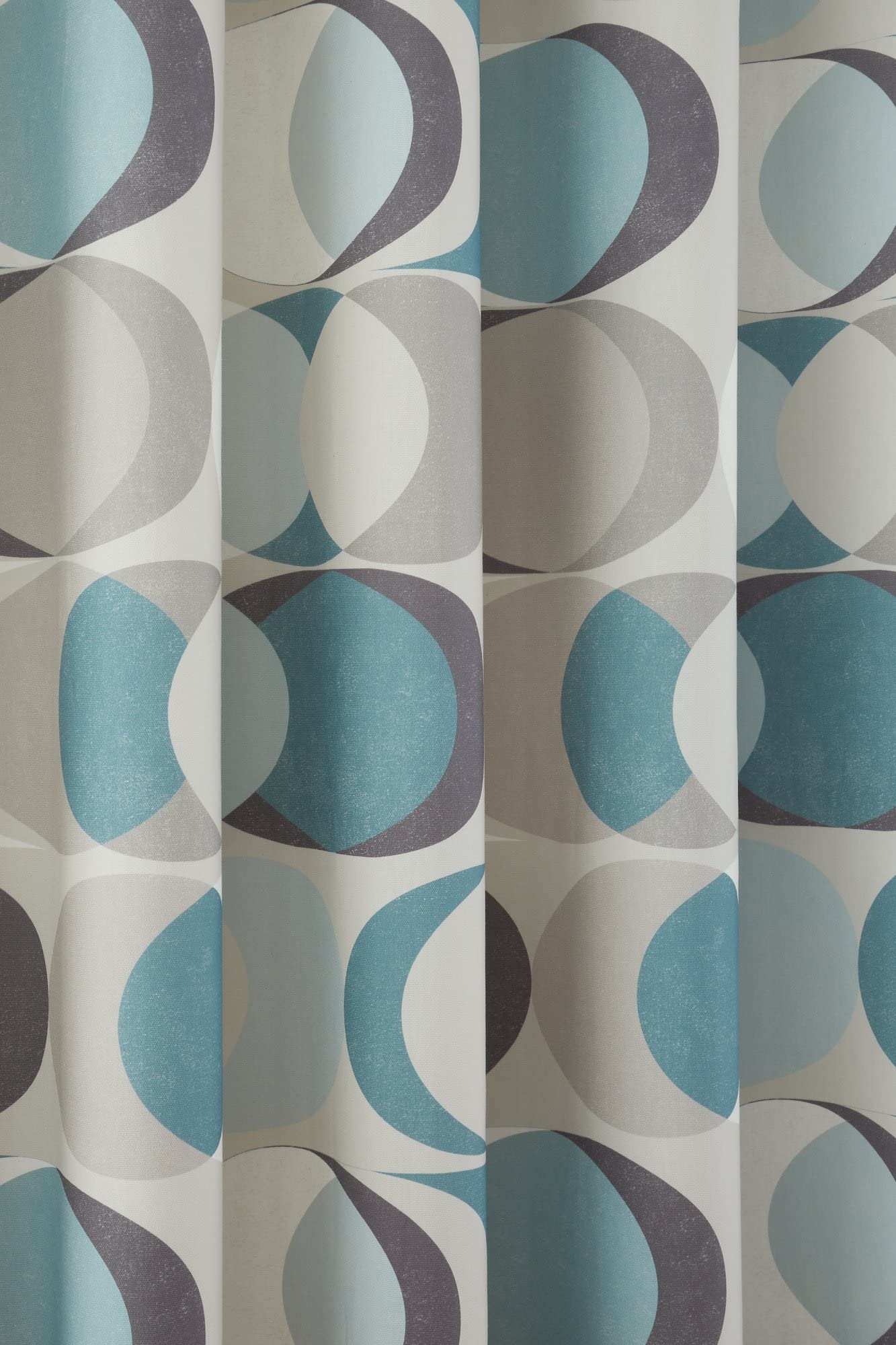 Fusion Duck Egg Geometric Eyelet Curtains, 90x72 (229x183cm), 100% Cotton, Pair of Lined Panels, Retro Crescent Circle Print - Image 4