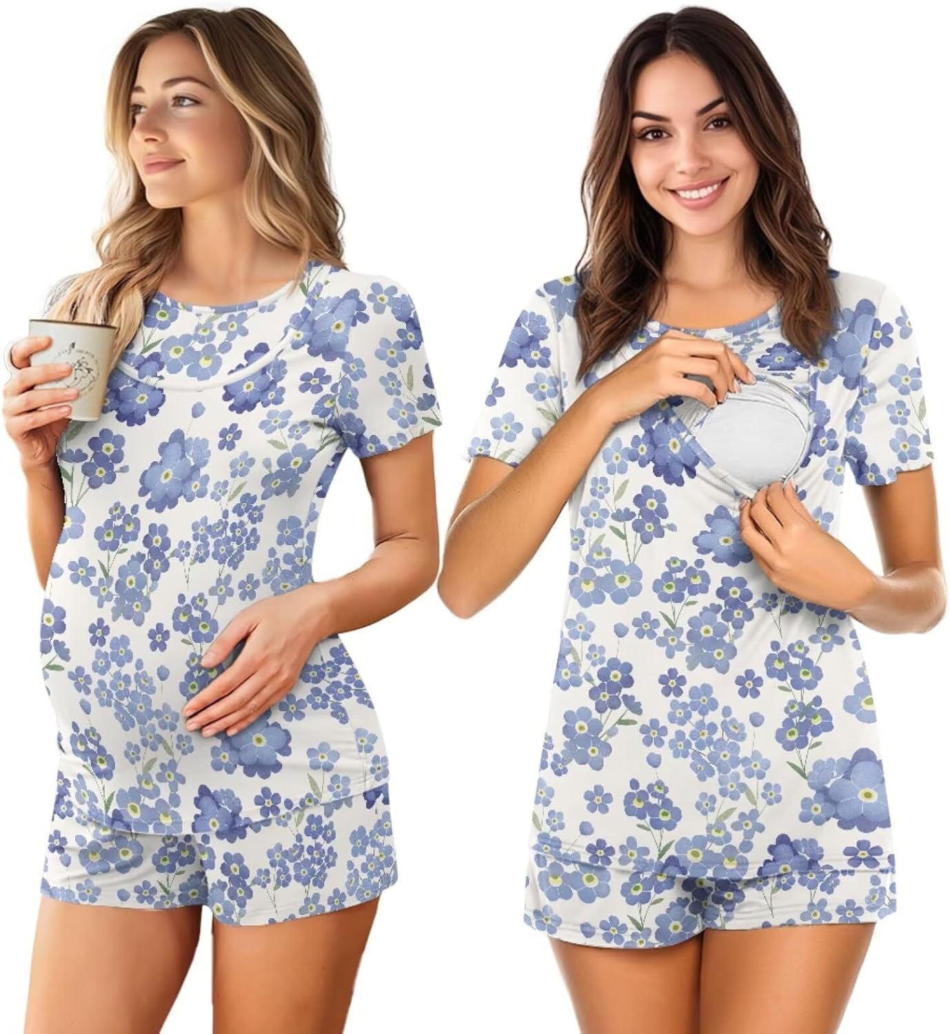 Women's Maternity Nursing Pajama Sets Soft Postpartum Pajamas for Breastfeeding
